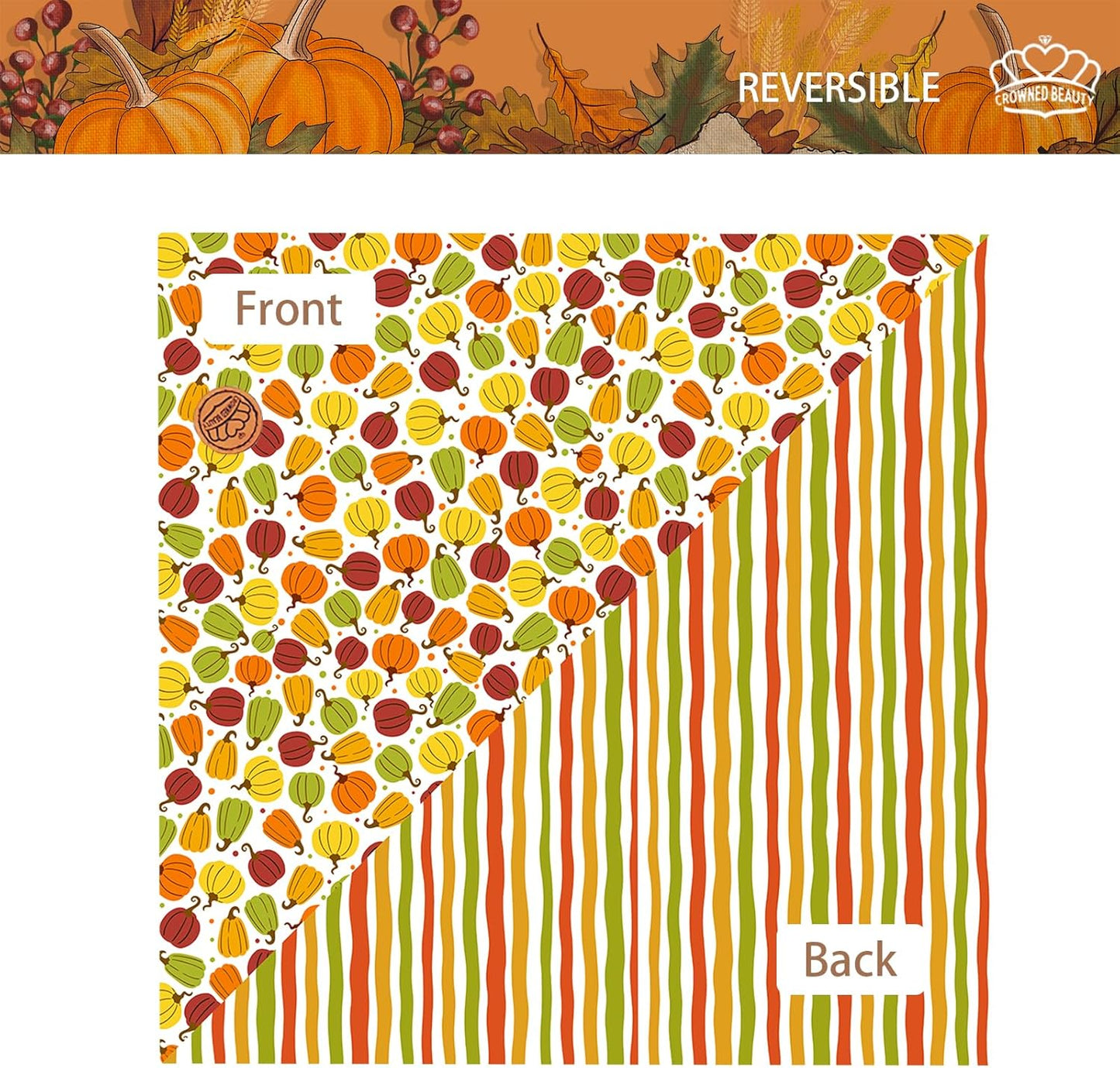 CROWNED BEAUTY Fall Dog Bandanas Reversible Large 2 Pack, Fall Rainbow Set, Orange Adjustable Triangle Holiday Scarves for Medium Large Extra Large Dogs Boy Girl Pets DB184-L