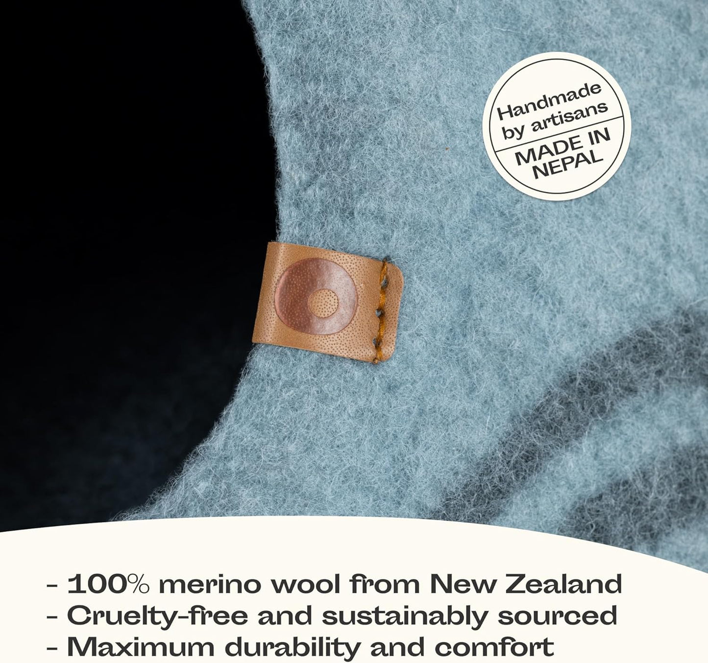 MEOWFIA Cat Cave – Premium Felt Cat Bed for Indoor Cats, Handmade 100% Merino Wool (Aquamarine, Medium)