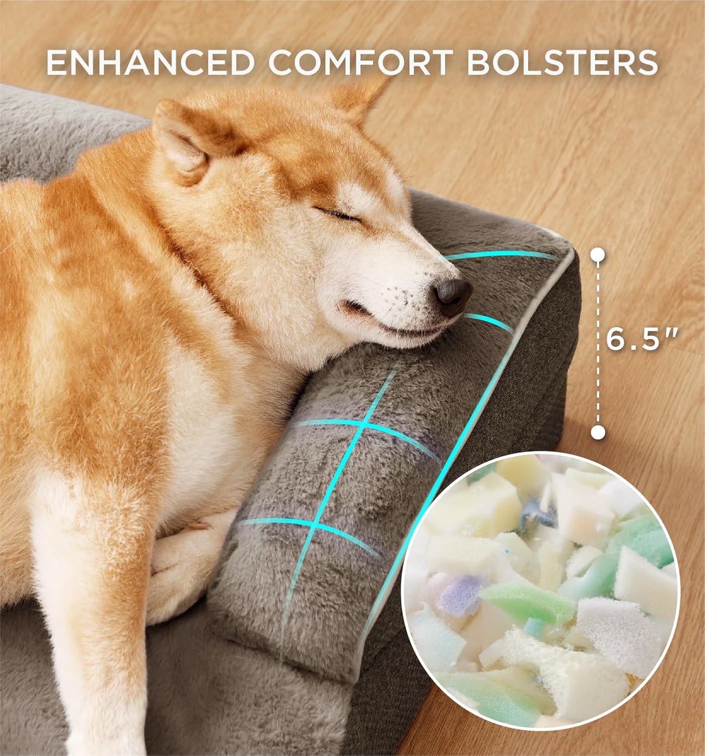 Made4Pets Orthopedic Dog Bed for Large Dogs, Supportive Foam Big Large Pet Bed Sofa with Washable Removable Cover, Waterproof Dog Couch Bed, Non-Slip Bottom and Egg-Crate Foam, Brown