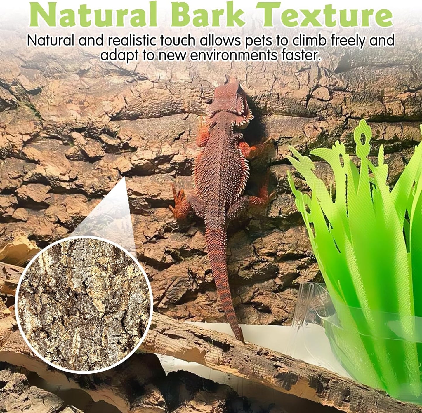 kathson 2PCS Cork Tile Background Bark 11.8”Lx7.9”W Terrarium Backdrop Wall Decor Natural Reptile Climbing Mat Habitat Decor for Spider Gecko Lizard Chameleon Bearded Dragon Turtle Snake