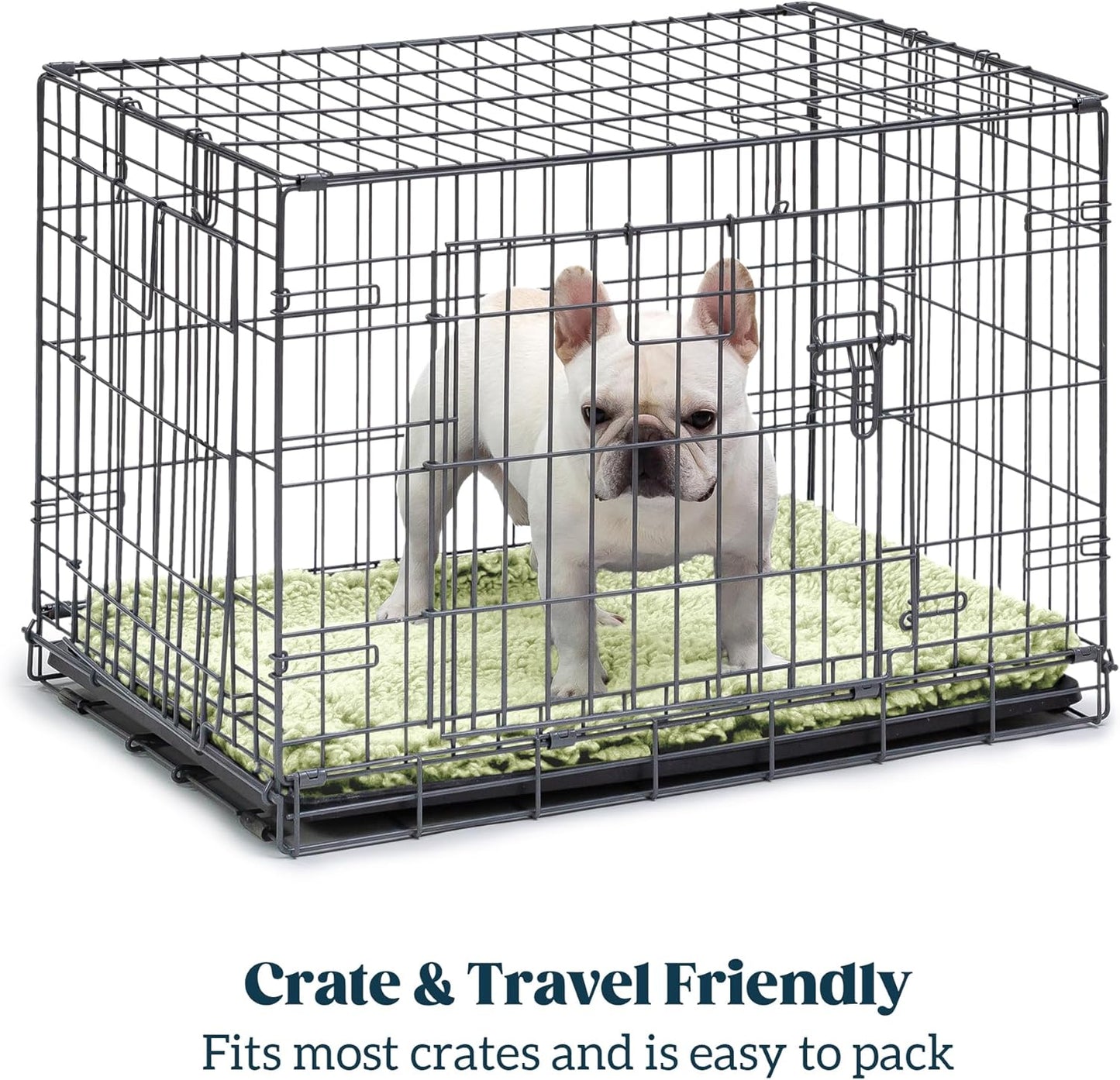 Stoutwool Indestructible Dog Bed - Fluffy Chew Proof Dog Crate Pad - Tough Kennel Pad for Aggressive Chewers - Washable, Ideal for Medium Breeds & Fits 30-Inch Crate - 29"x18", Gleam