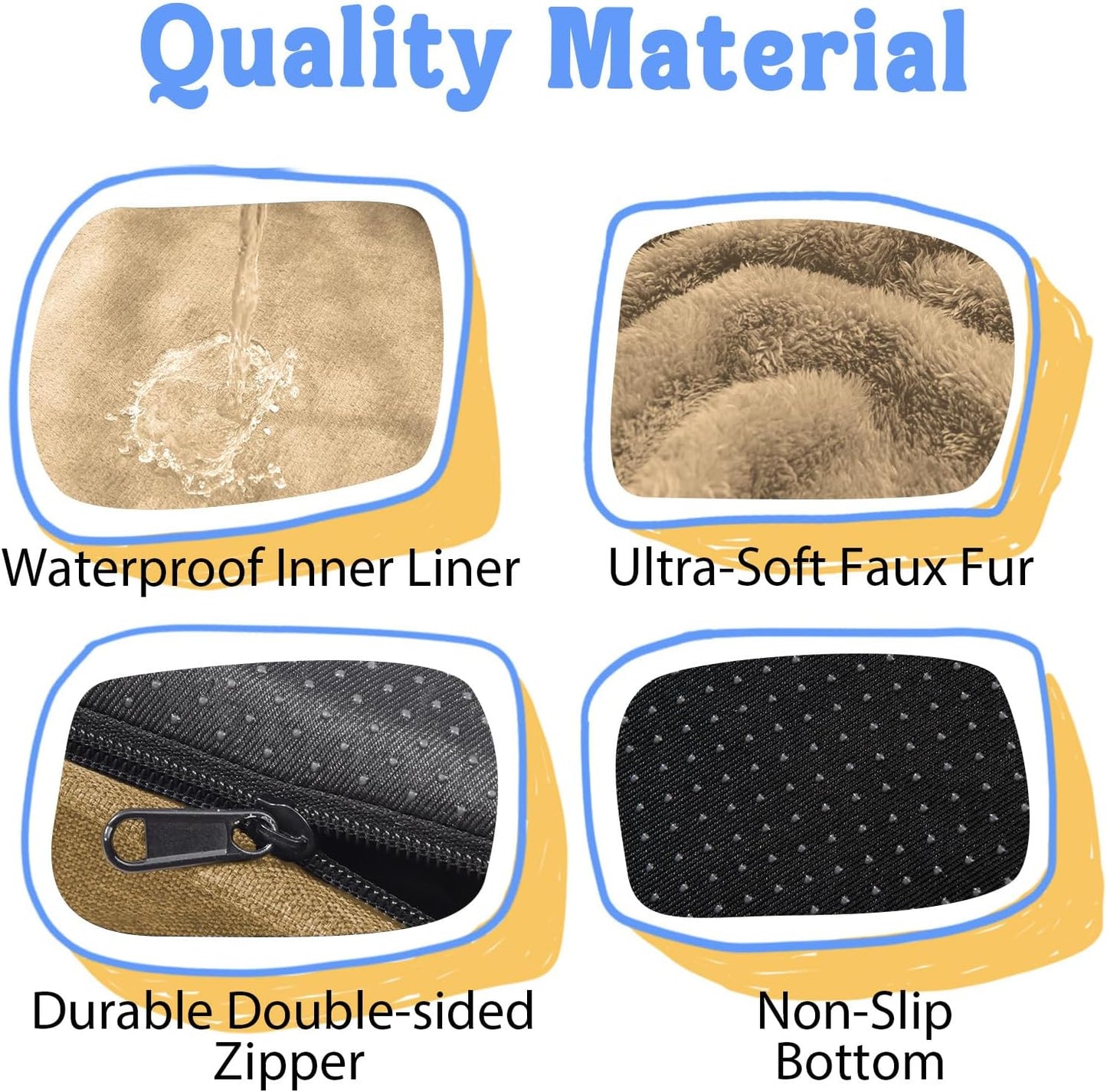 Washable Orthopedic Large Dog Bed -XL Large Dog Bed with Removable & Waterproof Cover Pet Beds with Foam Support for Big Size Dogs with Bolster