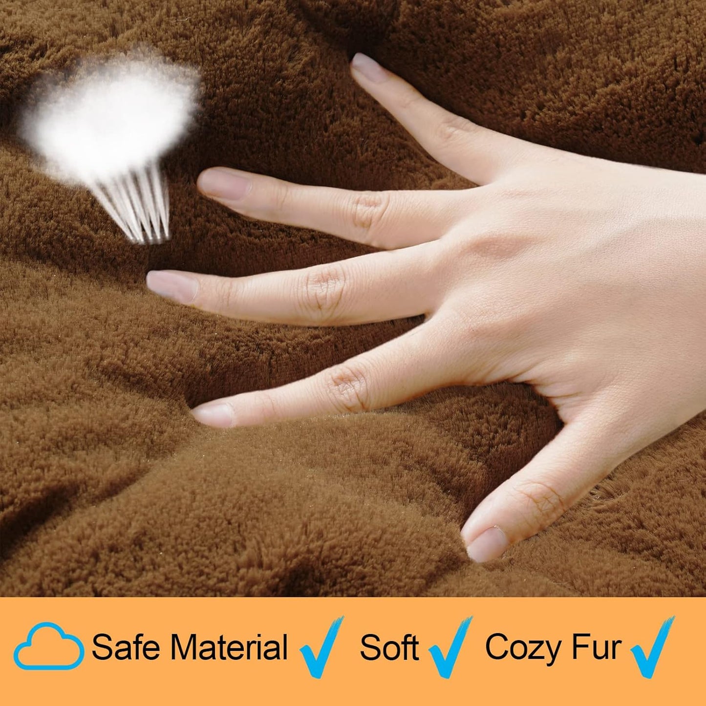 Dog Beds Crate Pad for Small Dogs Ultra Soft Dog Crate Bed Washable & Anti-Slip Kennel Pad for Dogs Cozy Sleeping Mat,Brown 24inch