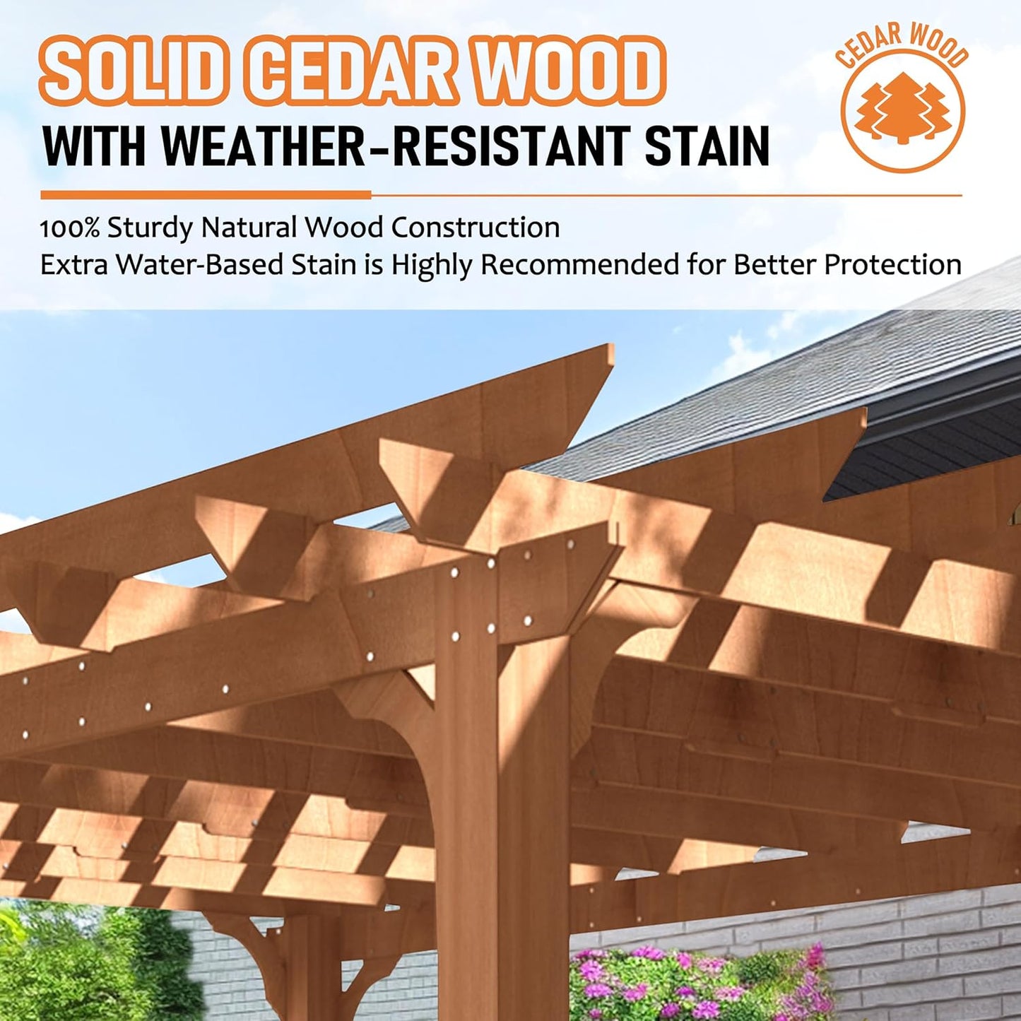 MUPATER 12x20 FT Retratable Wooden Pergola Gazebo for Patio Stakes, Quality Supported Structure, Snow and Wind Supported, Outdoor Pergola Garden Shelter Cedar Framed for Backyard,Deck,Garden