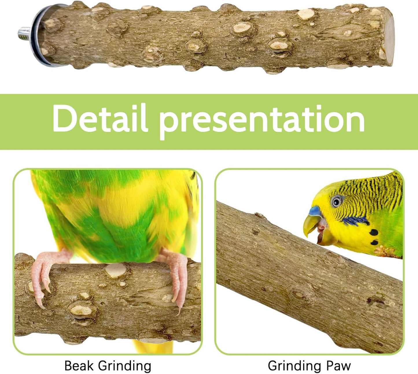 BNOSDM Natural Wood Bird Ladder Perch 6Pcs Parrot Stand Branches Climbing Chewing Stick Parakeet Swing Toys Cage Accessories Paw Grinding Fork Sets for Lovebirds Cockatiels Conure Budgies