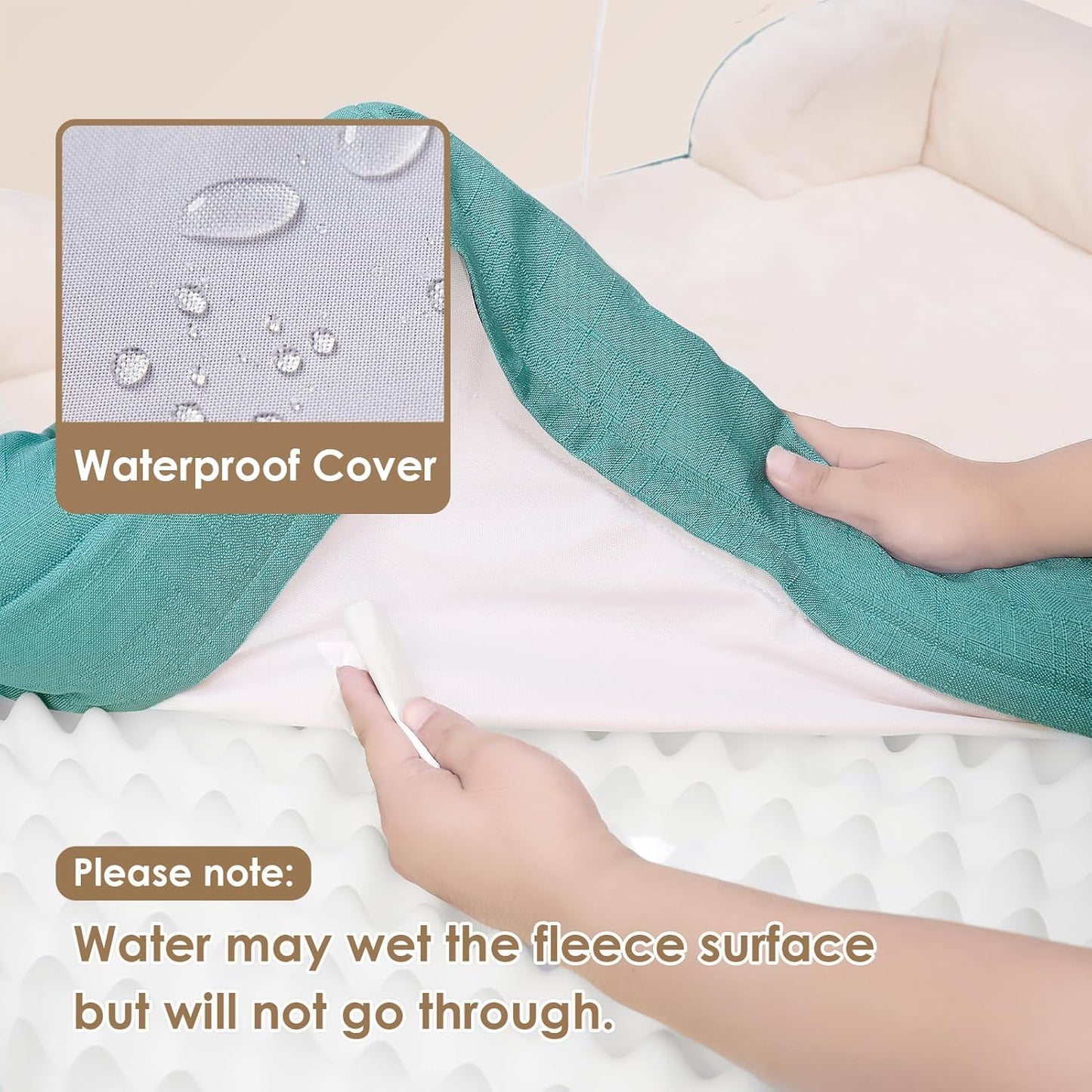 EHEYCIGA Orthopedic XL Dog Beds, Waterproof Memory Foam Dog Bed for Extra Large Dogs, Non-Slip Bottom and Egg-Crate Foam Big Pet Couch Bed with Washable Removable Cover, Turquoise Blue