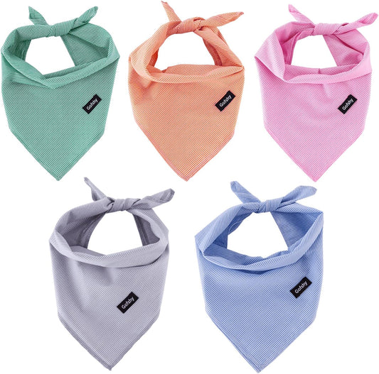 Dog Bandanas-5PCS DIY Bandanas Green Orange Pink Blue Gray Dog Scarfs Breed Bib Handkerchief for Large Medium Dogs Puppies Pets