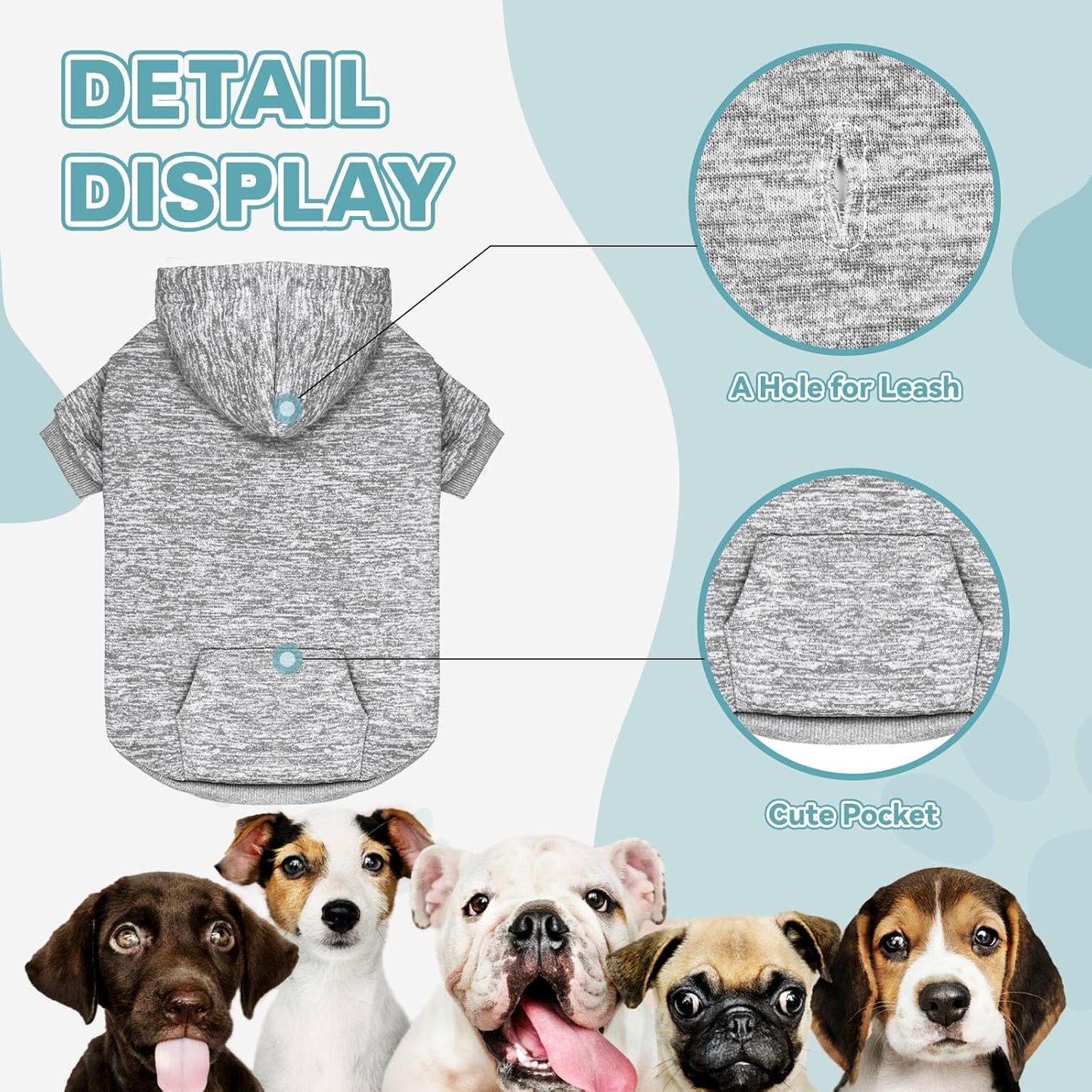 Dog Sweaters for Large Dogs Dog Hoodie Fleece Dog Sweater Soft Dog Clothes Sweatshirt with Pocket Dog Hoodie for Large Dogs(Grey&L)