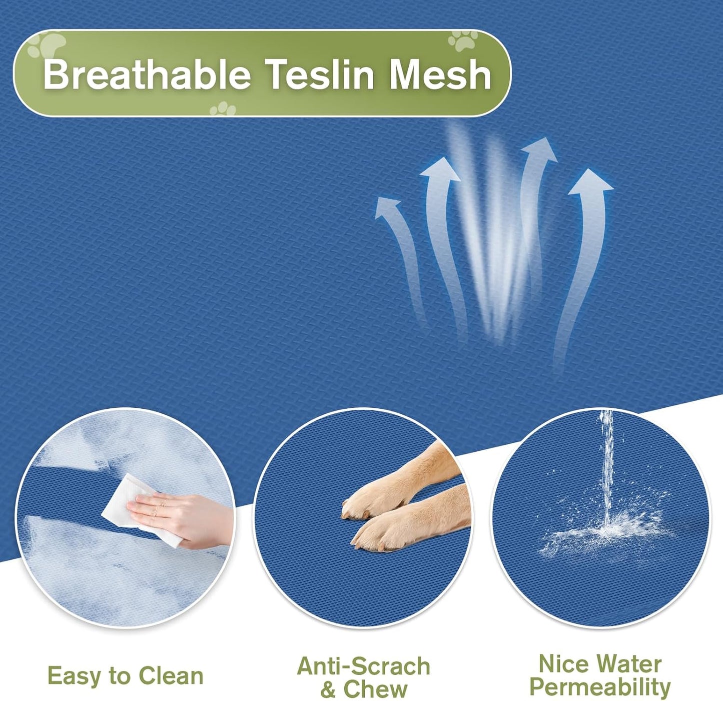 XL Elevated Dog Bed 51 Inch - Waterproof Raised Cooling Cot for 124lb Dogs, with Washable Breathable Mesh, All-Weather Outdoor Dog Bed with Non-Slip Feet, Blue