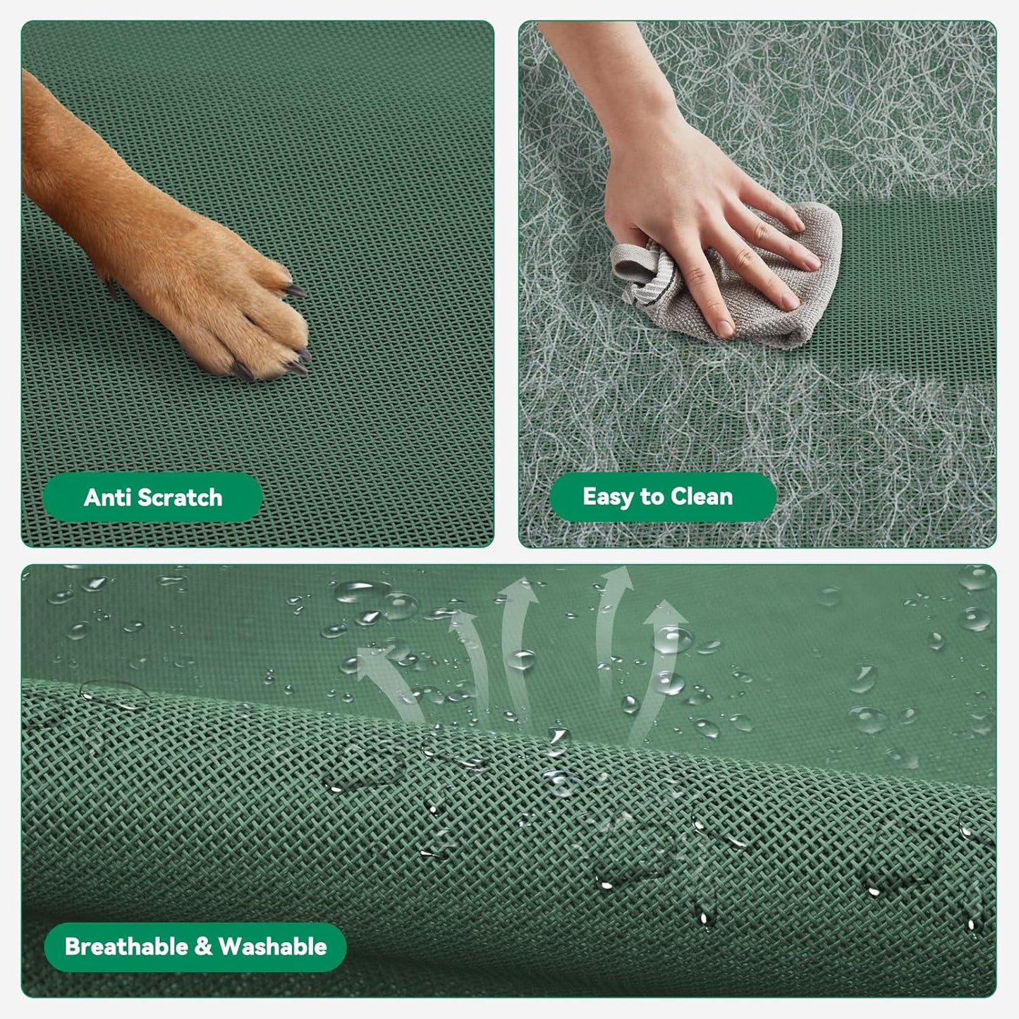 Elevated Dog Bed Raised Outdoor Dog Cot for Medium Dogs, Installation Requires No Tools, Frame with Washable Cooling Breathable Mesh Anti-Slip Feet, Indoor Pet Bed, Green, 35.4 Inches