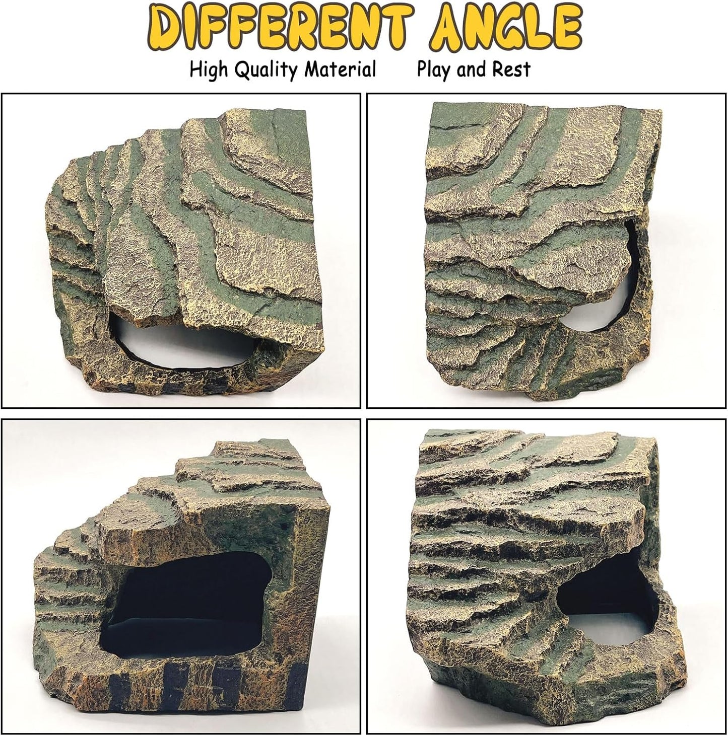 kathson Turtles Basking Platform Reptile Hiding Cave Hideouts for Aquatic Turtles, Frog, Newts and Salamanders