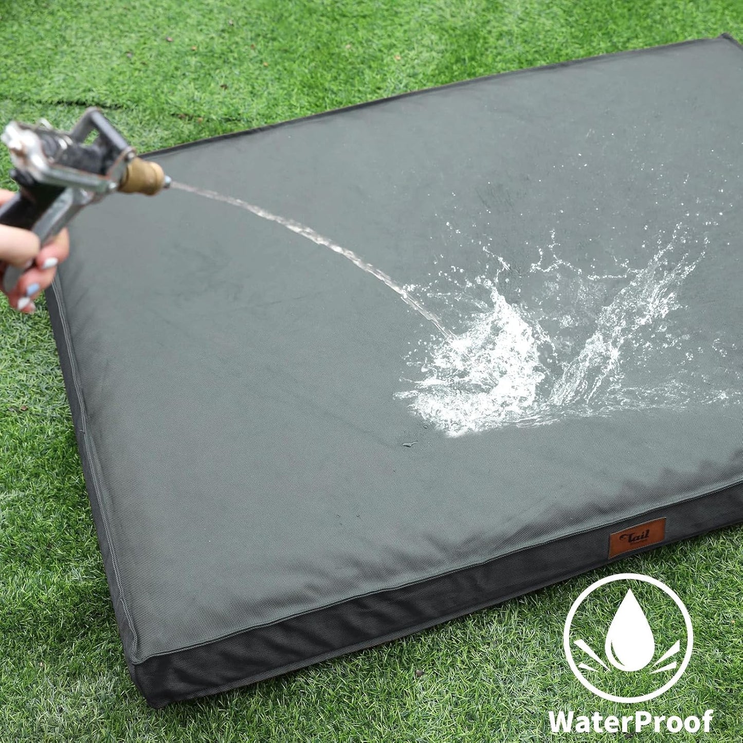 Outdoor Dog Bed for Small Dogs, Waterproof Dog Crate Bed for Small Dogs, Orthopedic Egg Crate Foam Puppy Beds with Washable and Removable Oxford Cover, Grey