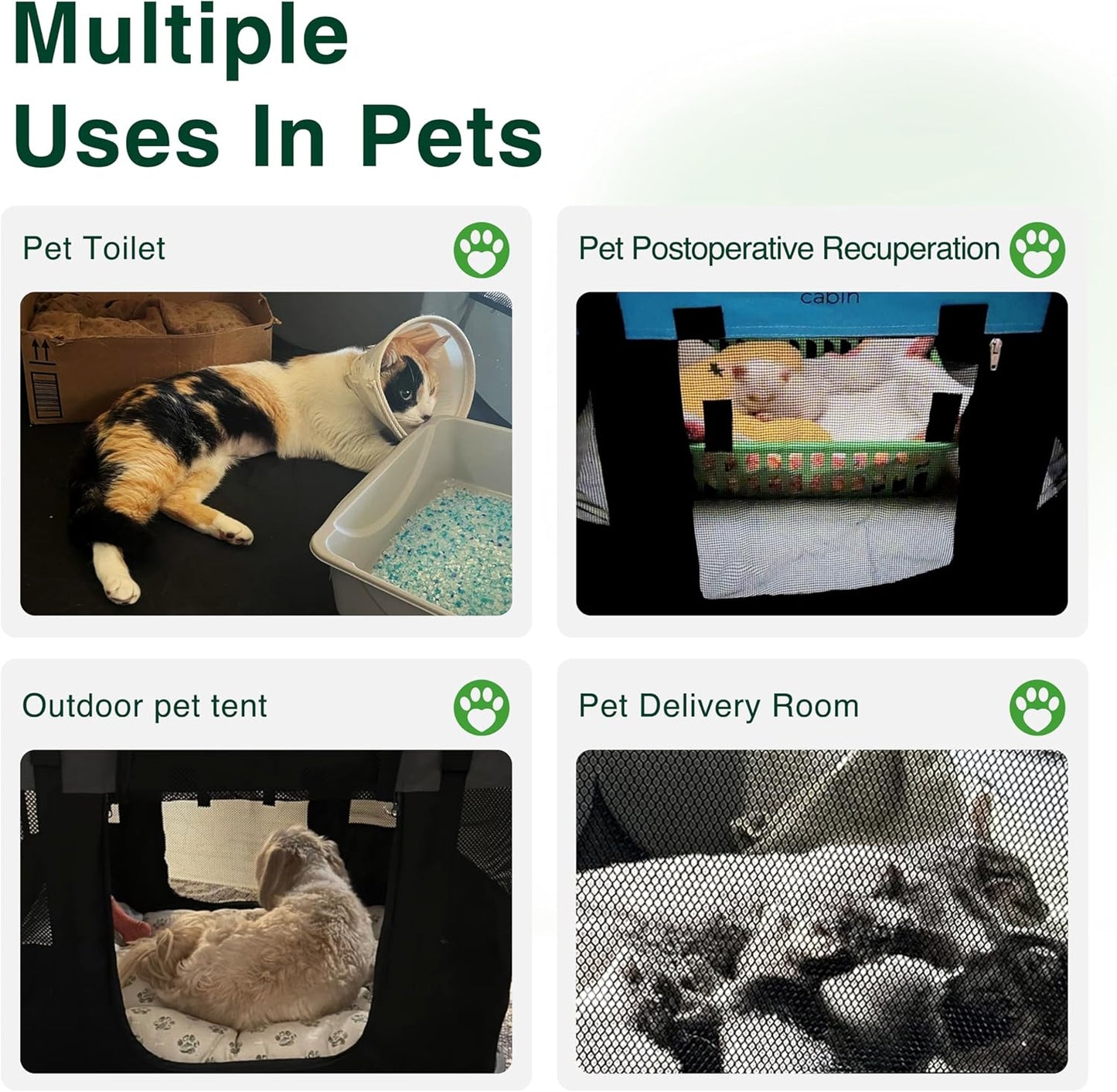 Love's cabin Pet Puppy Dog Playpen, Medium Dog Tent Crates Cage Indoor/Outdoor, Portable Exercise Playpen for Cat, Foldable Pop Up Dog Kennel Playpen with Carring Case (M, Gray Green)