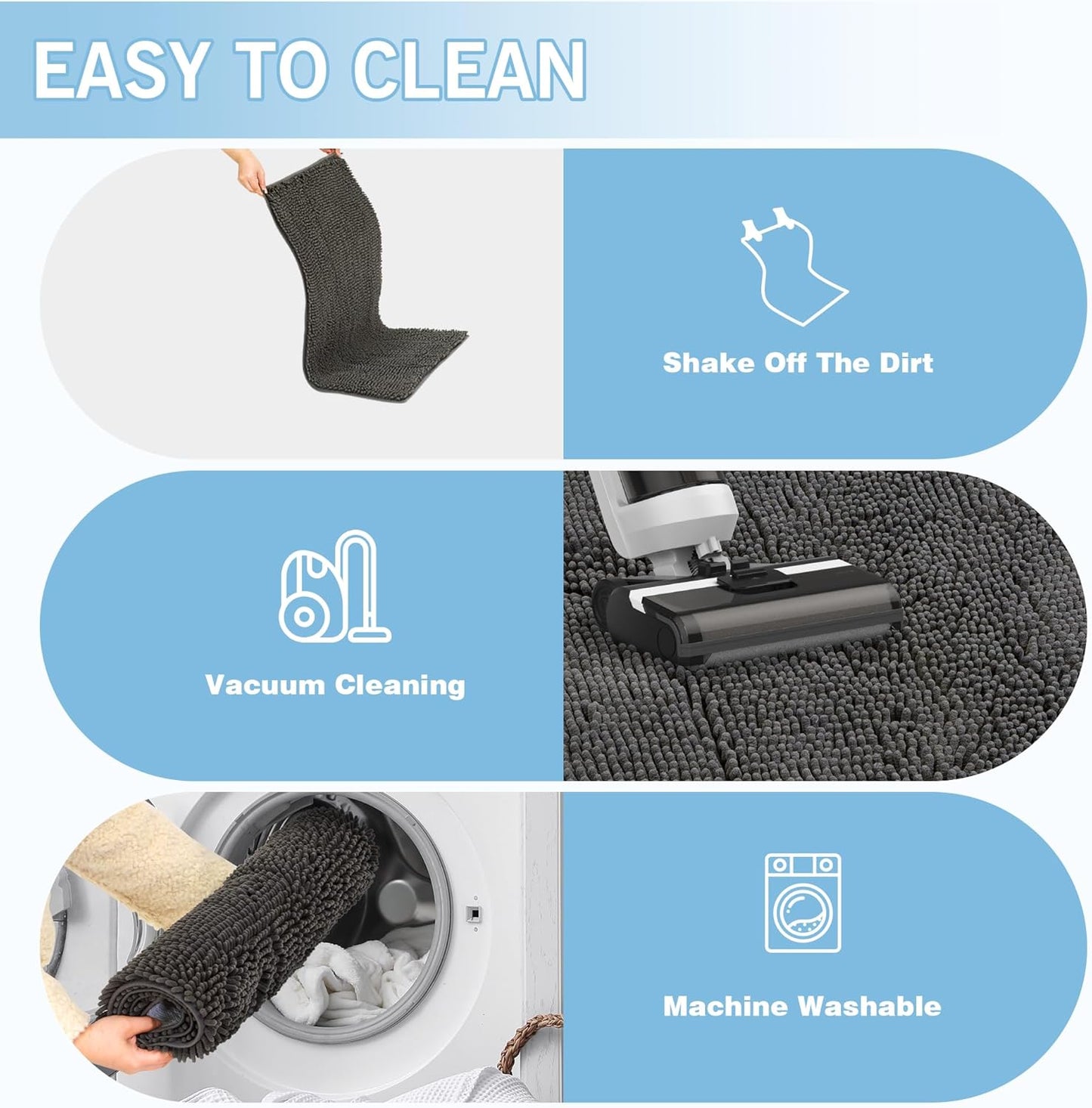 Amyracel Dirt Trapping Door Mat, 36" x 48" Large Absorbent Dog Door Mat for Muddy Paws, Quick Dry Non Slip Chenille Mud Mat for Dogs, Machine Washable Entry Indoor Entryway Rug for Inside Floor