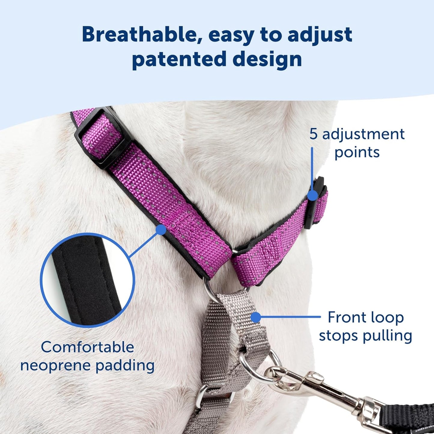 PetSafe 3 in 1 Dog Harness - No Pull Solution for Dogs - Reflective Dog Harness - Front D-Ring Clip Helps Stop Pulling - Comfortable Padded Straps - Top Handle Enhances Control - Black - Medium
