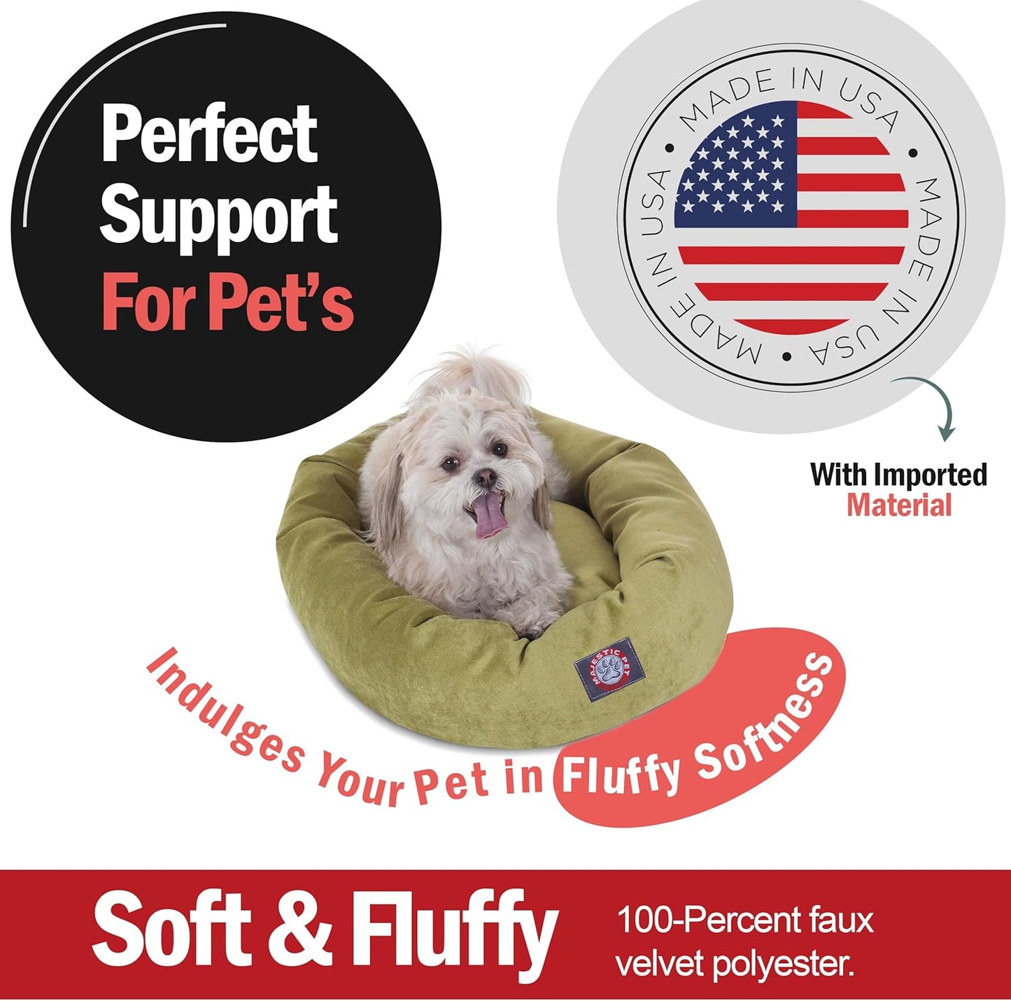 Majestic Pet Villa 24 Inch Shredded Memory Foam Dog Bed for Small Sized Dogs 24x19x7 Inch–Orthopedic Dog Bed-Durable Pet Bed - Washable Small Pet Bed with Head Support-Apple