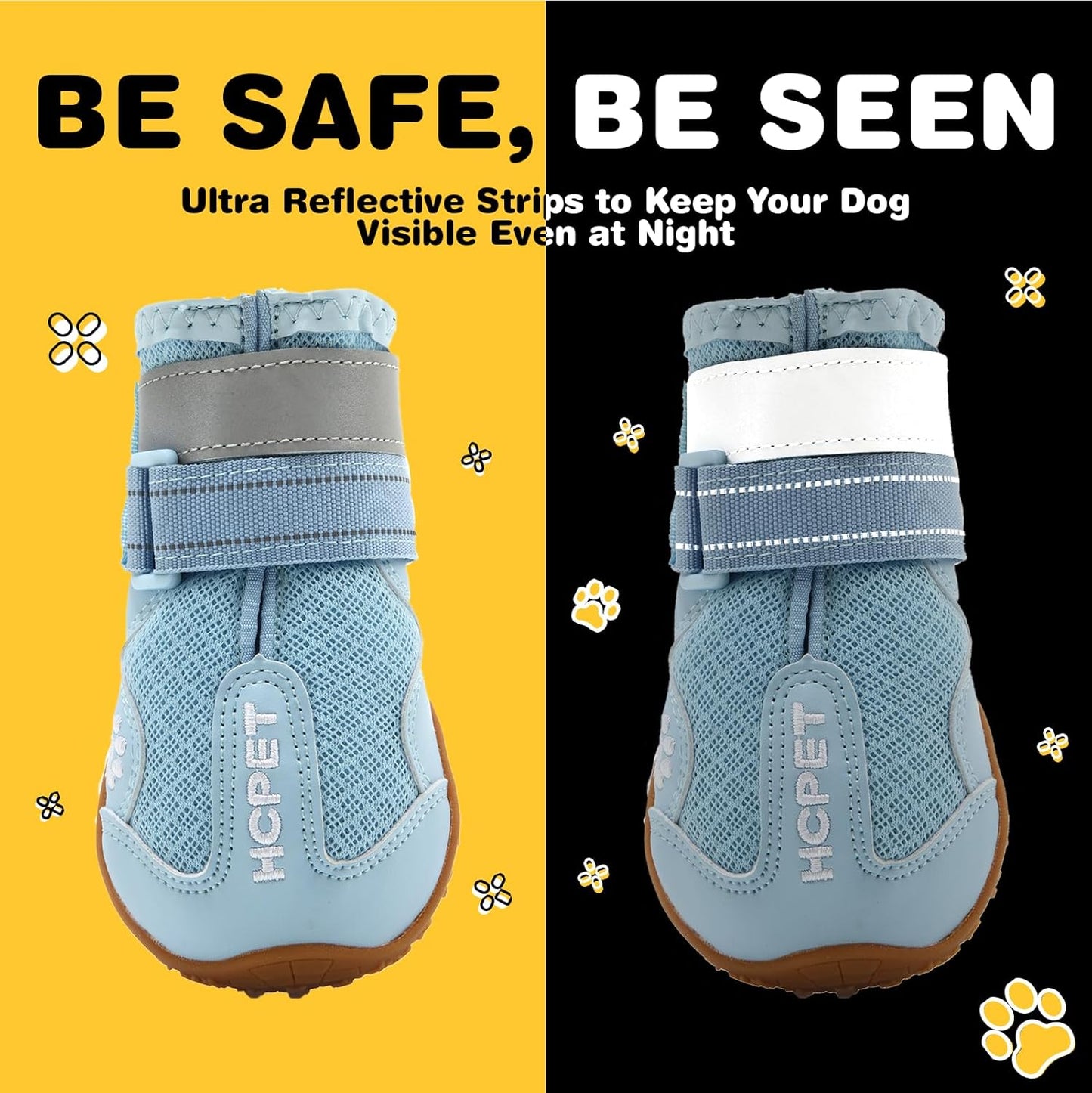 Hcpet Dog Shoes, Dog Boots for Small Dogs, Breathable Medium Dog Booties Paw Protector for Summer Hot Pavement, Winter Snowy Day, Outdoor Walking, Indoor Hardfloors Anti Slip Sole Blue Size 5