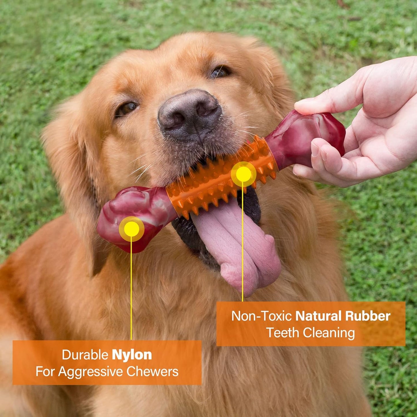 Apasiri Dog Toys for Aggressive Chewers Peanut Butter Flavored, 8" Tough Dog Chew Bone, Nylon & Rubber Chew Toy, Dog Bone Toy for Large Medium Breed 20-80lbs