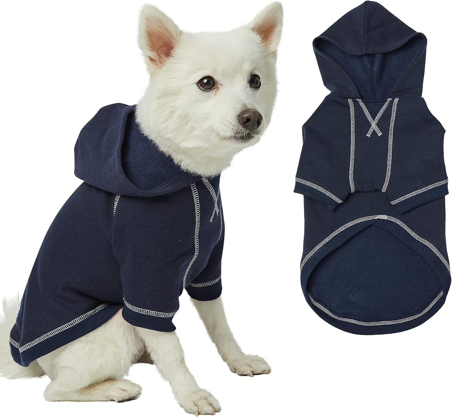 Blueberry Pet Essentials Soft & Comfy Midnight Blue Dog Hoodie Sweatshirt, Award-Winning Clothes for Medium Sized Dogs, Jersey for Small Dogs, 10" Back Length, Cozy Hoodie with Hood & Fleece