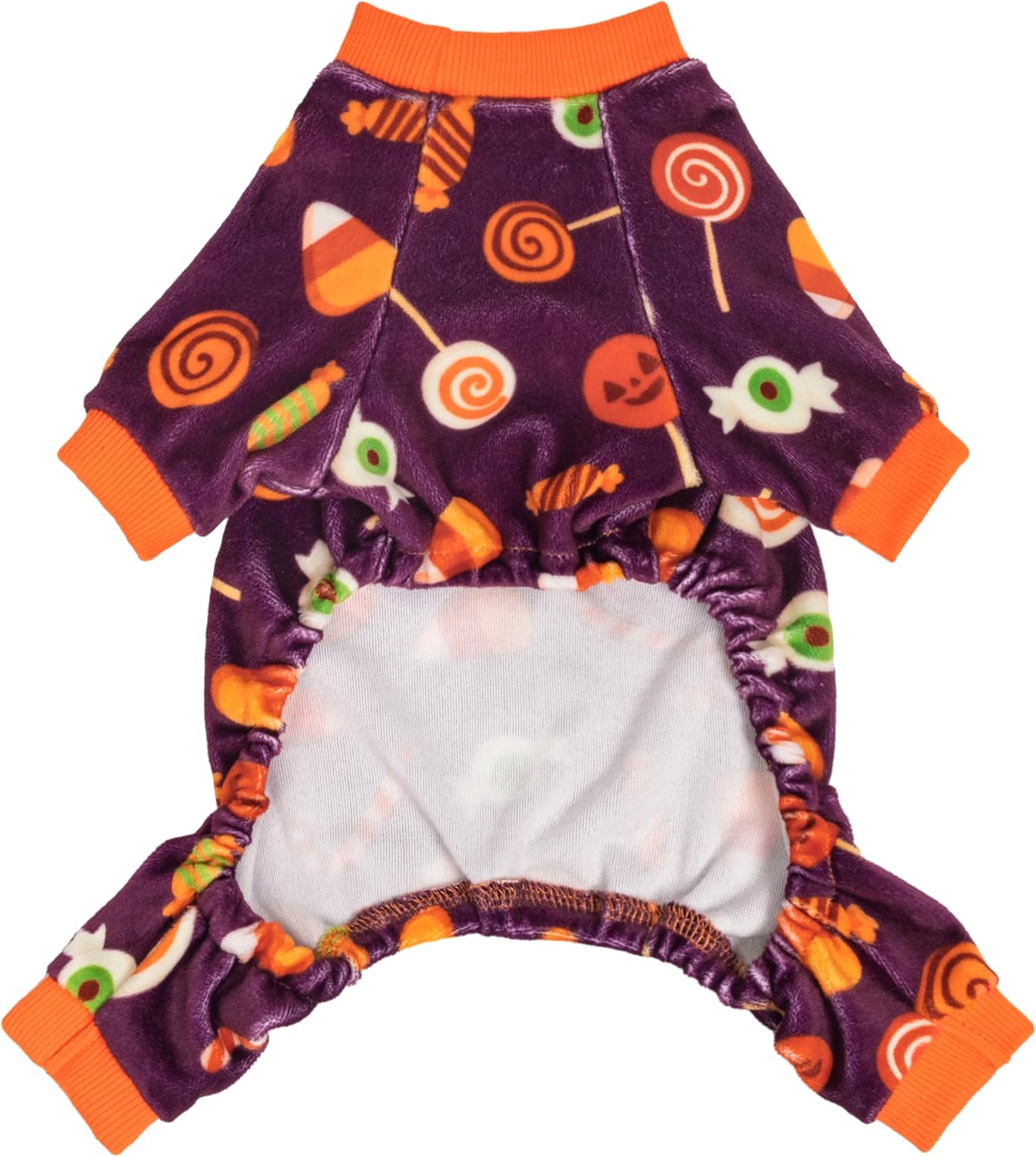 Fitwarm Halloween Candy Dog Pajamas, Funny Costumes for Small Dogs Boy Girl, Pet Outfit, Purple, Orange, XL