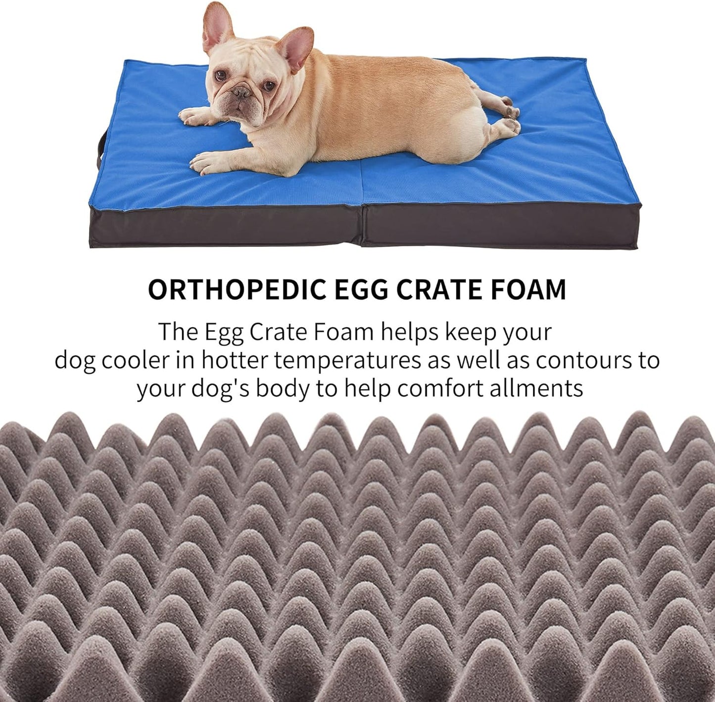Outdoor Dog Bed - Waterproof, Portable, Foldable, Orthopedic for Large Dogs - 41" All Weather Use