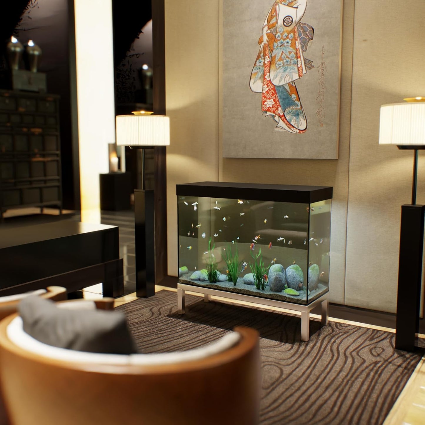 14 in X 36 in. Aquarium Stand | Industrial Style Aluminum Fish Tank Base with Open Frame Design