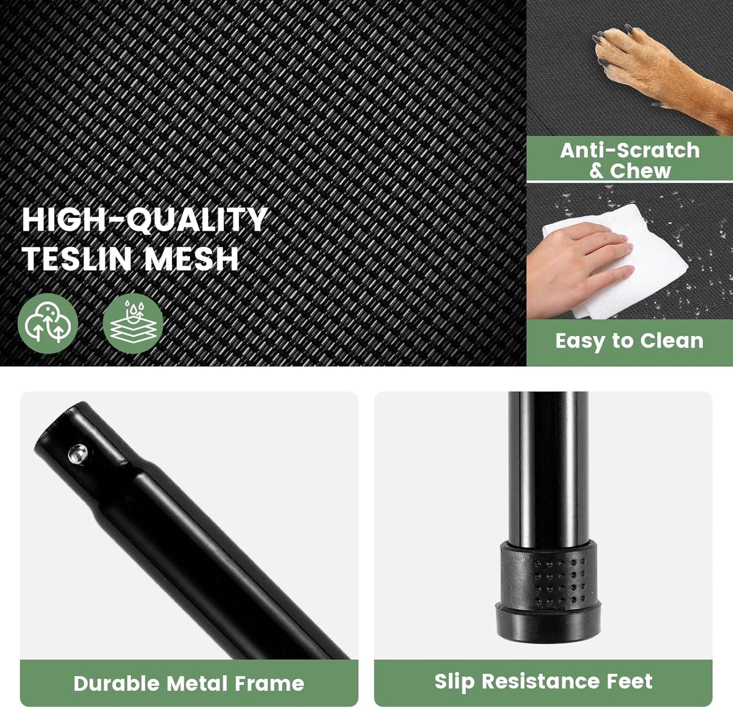 Elevated Dog Bed for Outdoor, Medium Raised Dog Cot with Washable Mesh, Cooling Pet Cot Chew Proof for Outside Camping, 32"x25" Grey