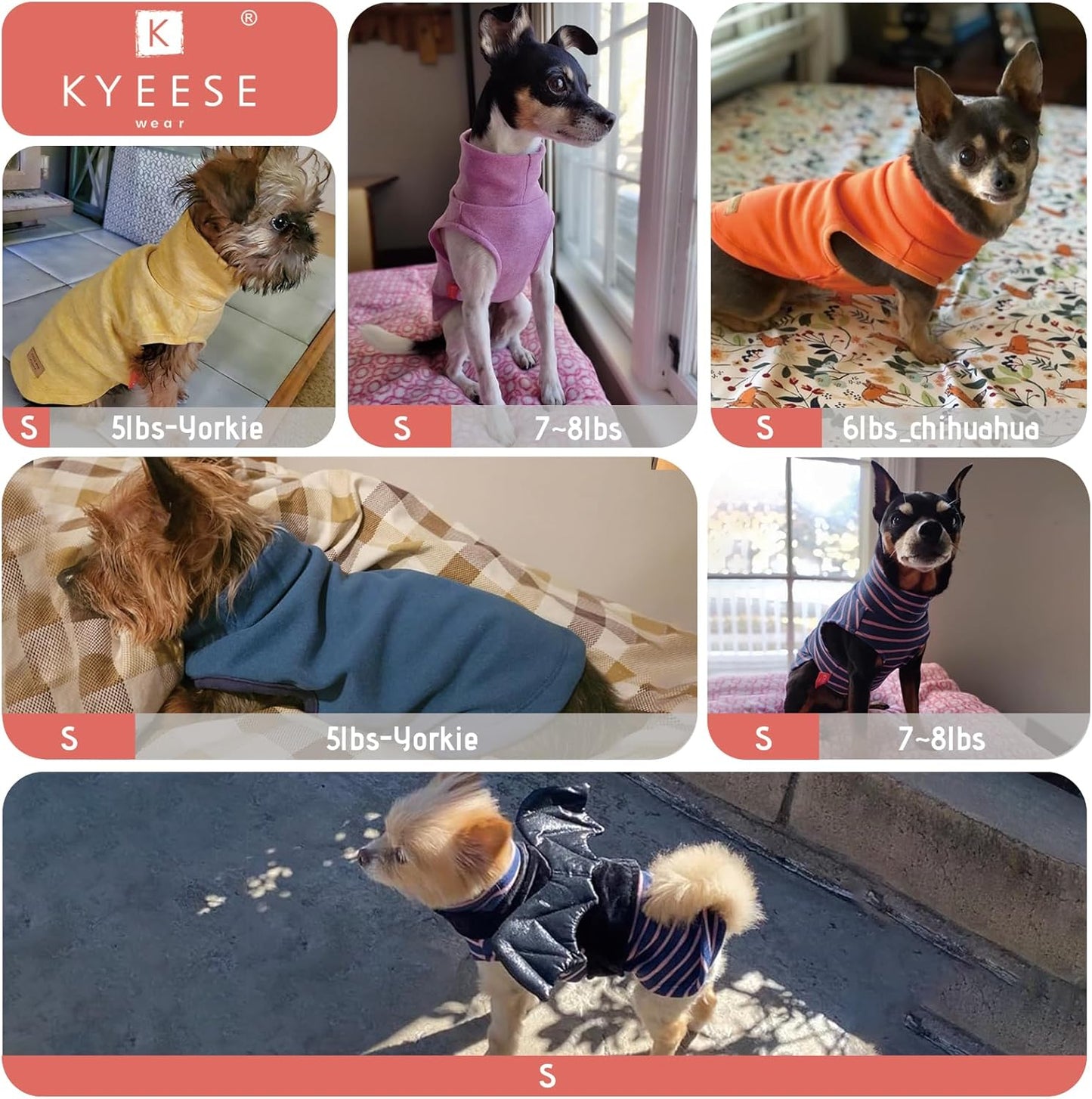 KYEESE 2Pack Dog Sweater Stretchy Dogs Clothes Soft Dachshund Clothes Turtleneck Small Pet Sweaters Pullover Pets Sweatshirt Warm Pet Coats Dog Sweaters for Small Dogs Male