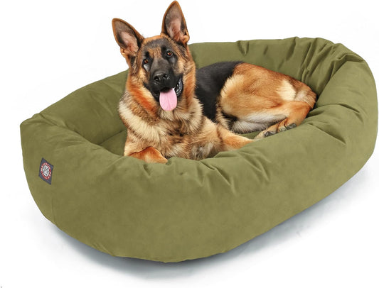 Majestic Pet 52 Inch Suede Shredded Memory Foam Mix Calming Extra Large Dog Bed Washable 52 x 35 x 11 (Inch) - Cozy Soft Round Donut Dog Bed with Spine for Head Support - Pet Bed Sage