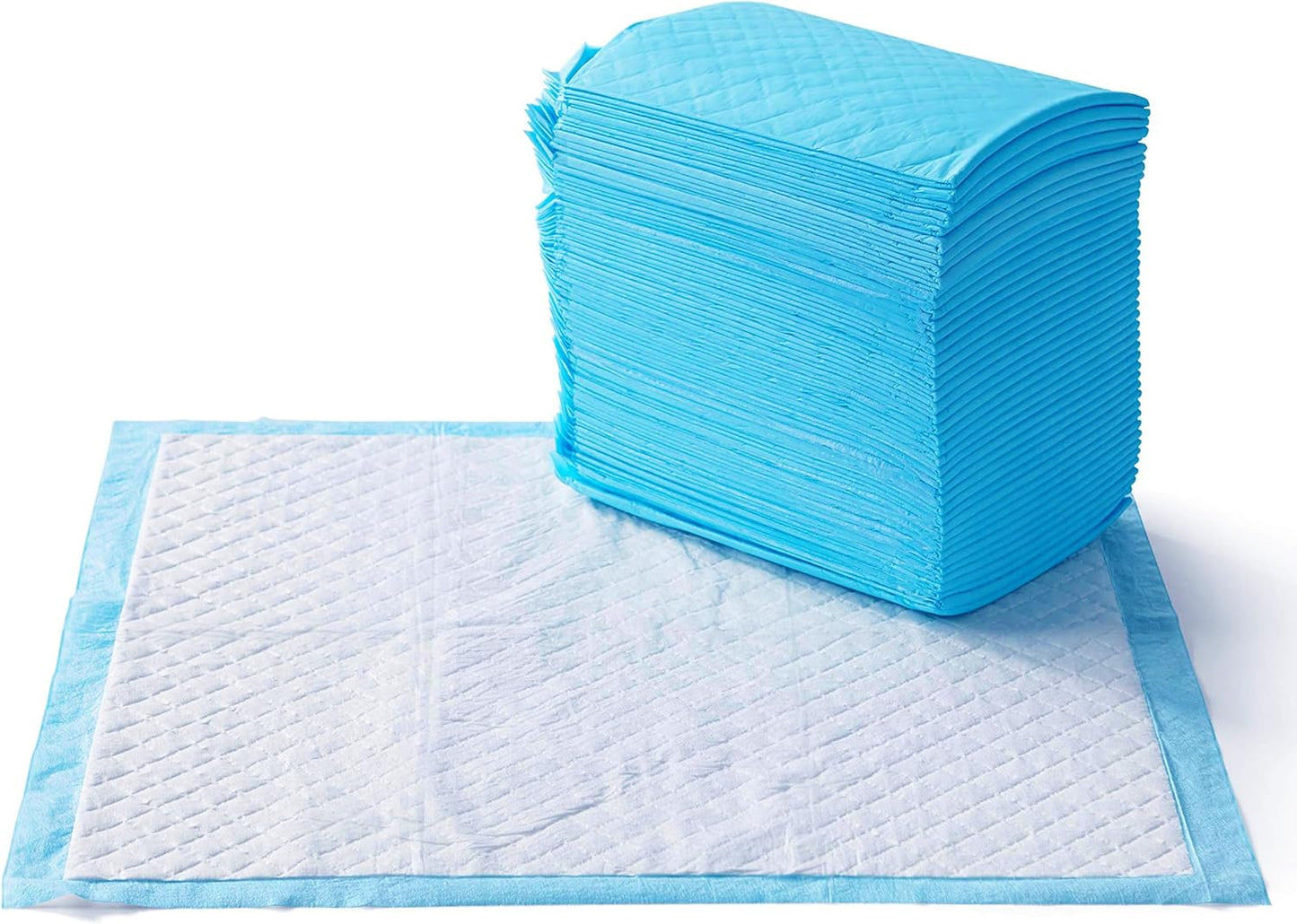 Amazon Basics Heavy Duty Dog and Puppy Pee Pads, 5-Layer Leak-Proof Ultra Absorbent, Quick-Dry Surface, Potty Training, Regular (24x23"), 80 Count, Blue & White