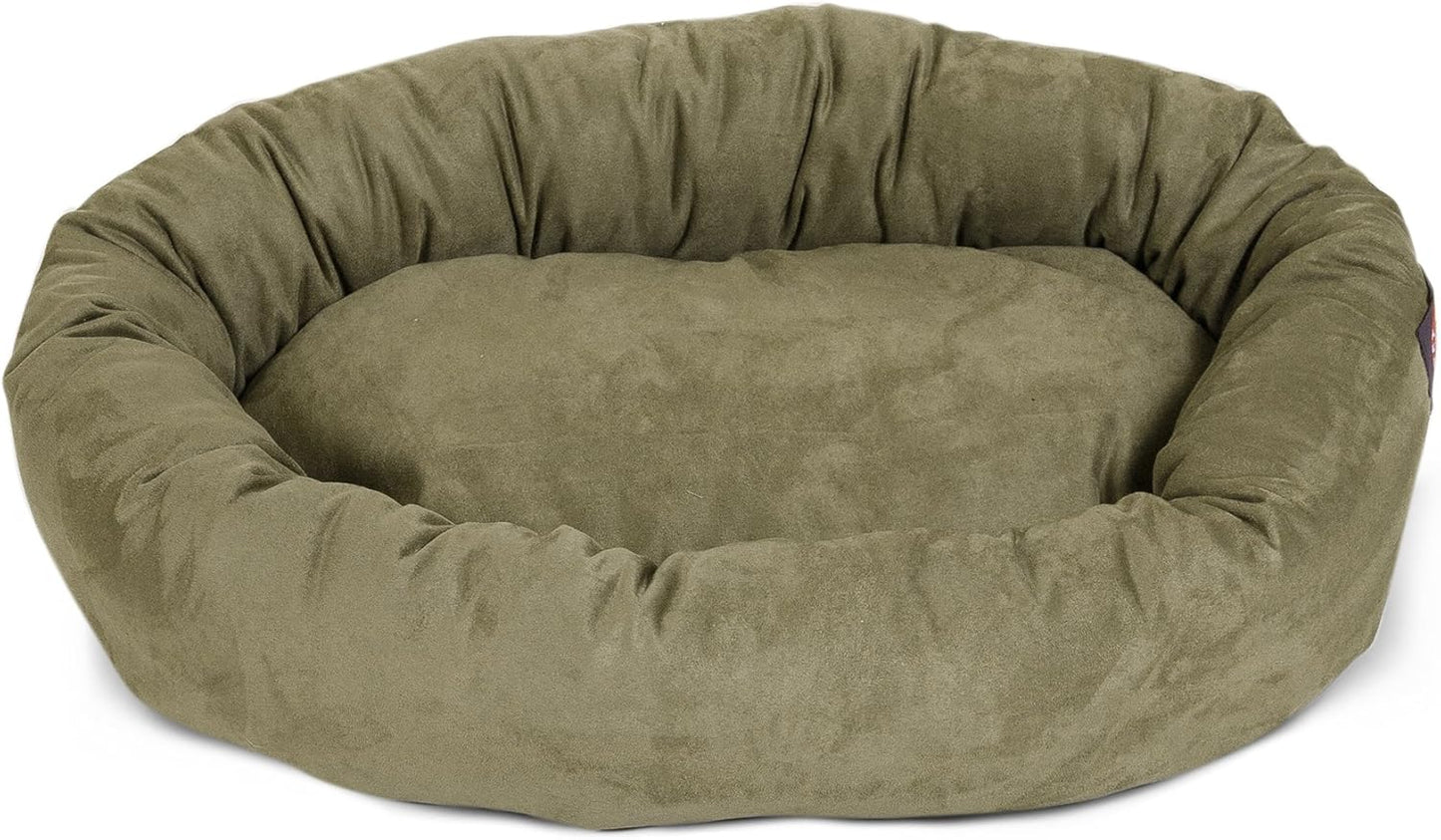 Majestic Pet 40 Inch Suede Calming Dog Bed Washable 40x29x9 (Inch) – Cozy Soft Round Donut Dog Bed with Spine Support for Dogs to Rest their Head - Round Pet Bed Large – Sage