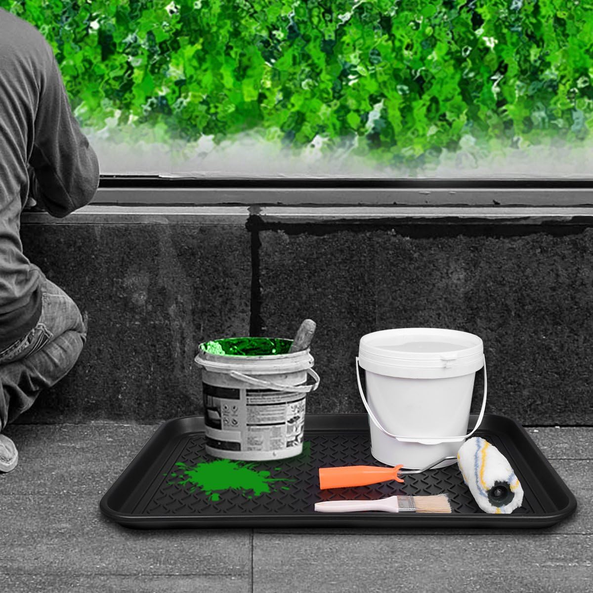 Multi-Purpose Boot Tray Mat,Shoe Tray Mat,Pet Bowl Tray,Waterproof Trays for Indoor and Outdoor Floor Protection,24" x 15"/Medium …