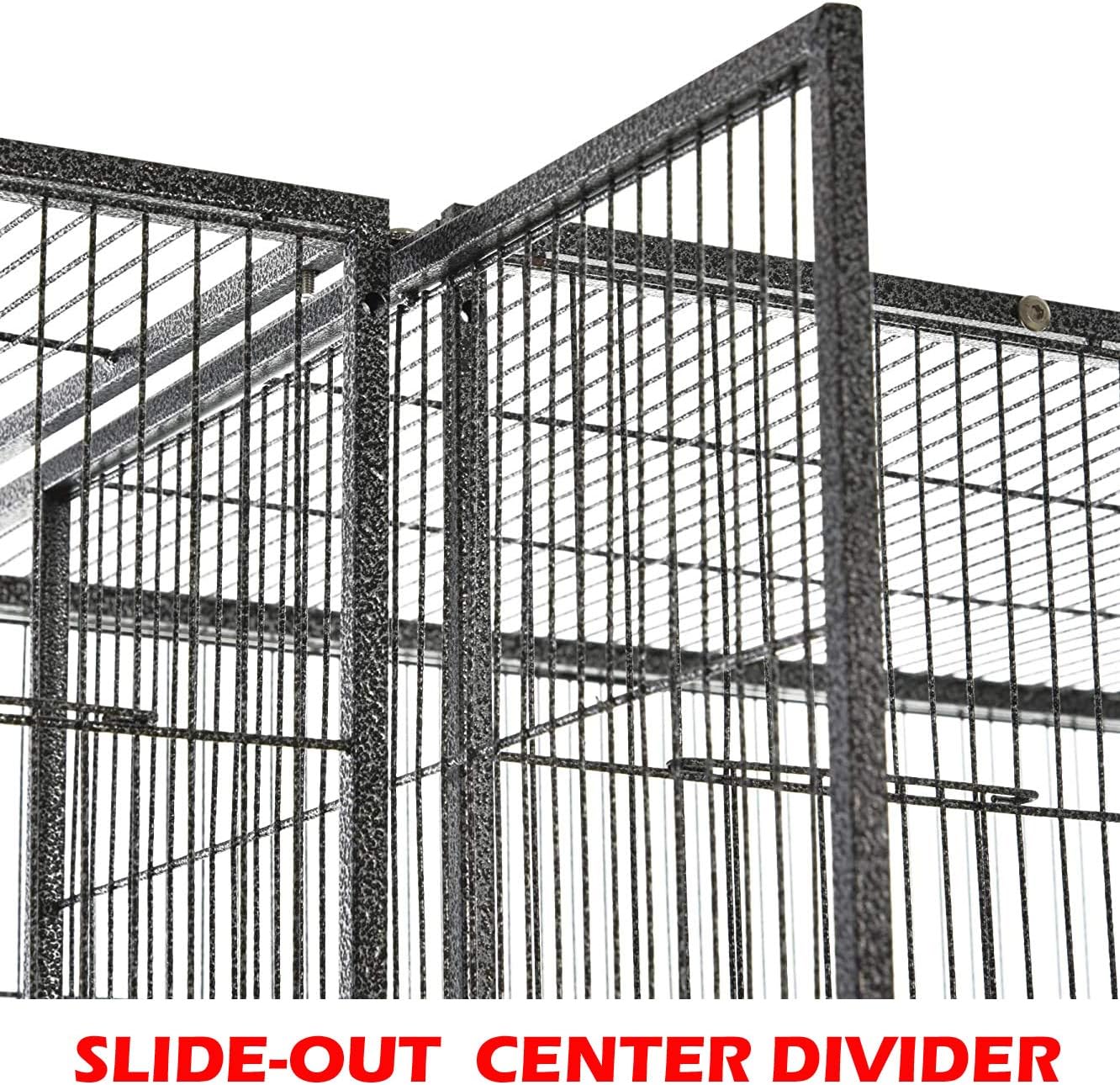 54" Extra Large Double Breeding Flight Bird Wrought Iron Double Parrot Bird Cage Slide Out Center Divider Side Nesting Doors Cockatiel Conure Removalbe Rolling Stand