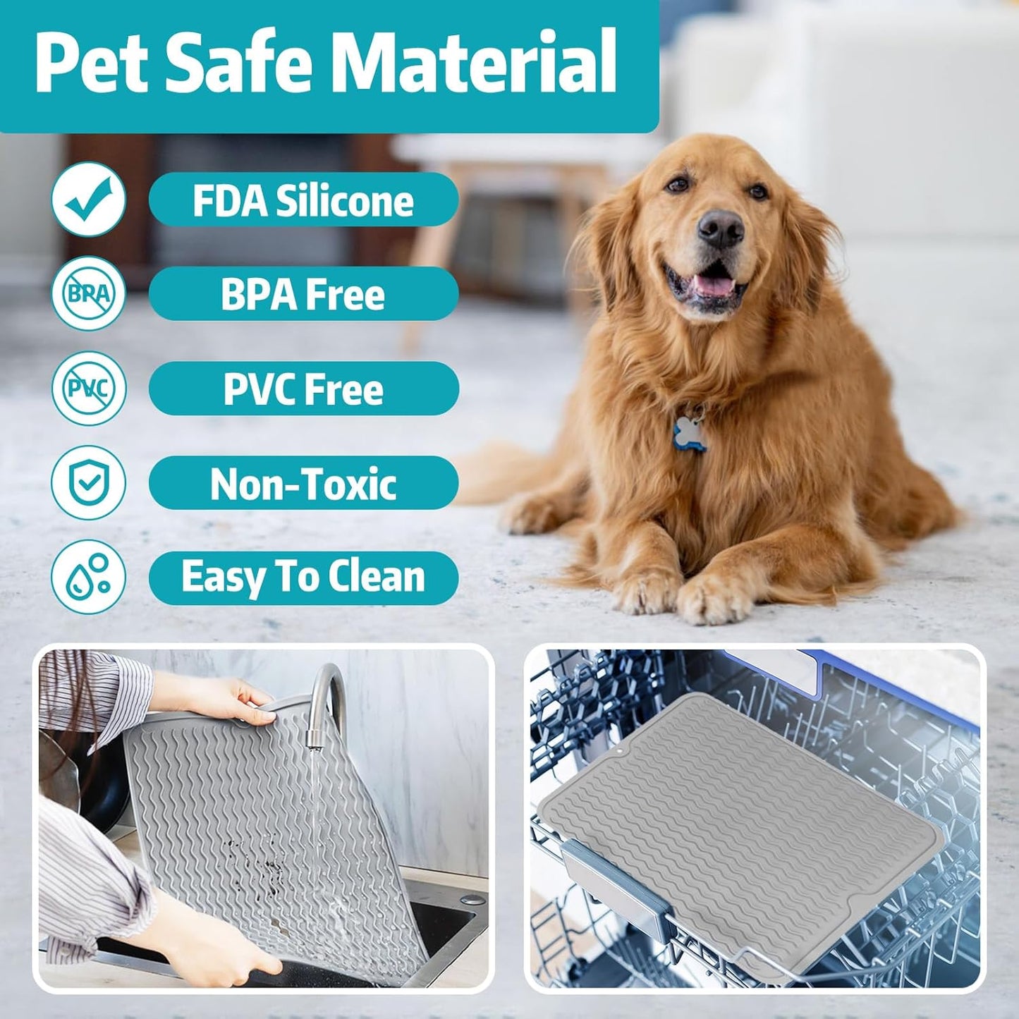 1.5 Gal Dog Water Bowl No Spill, 5.6L Stainless Steel Bowls and Non-Slip Dog Bowl Mats for Food and Water, Silicone Pet Feeding Mats for Floors Waterproof