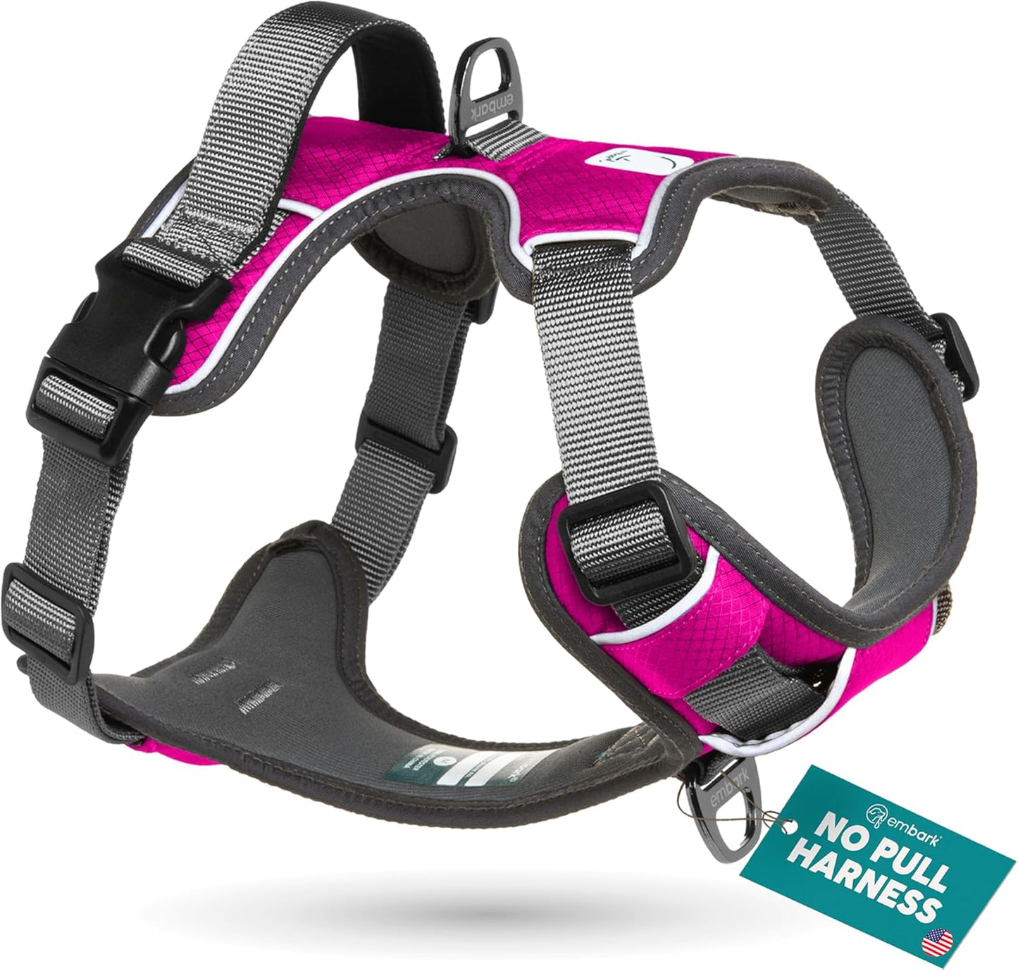 Embark Adventure Dog Harness, Reflective Trim No Pull Dog Harnesses for Small Sized Dogs - Military Grade Nylon, Front Clip with Gel Lined Handle.