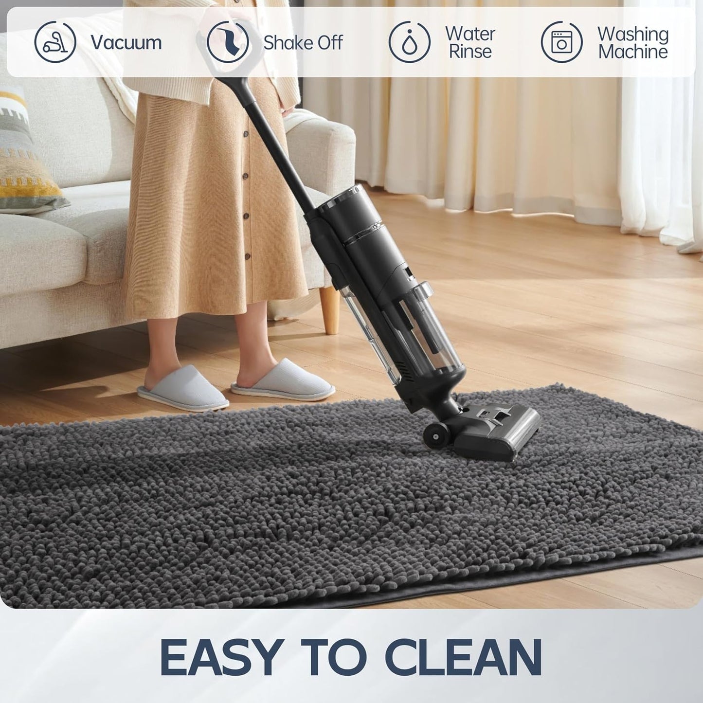 Dog Door Mat for Muddy Paws, 60" x 36" Chenille Absorbent Front Door Mat Inside, Large Runner Mud Mat for Dogs, Trap Dirt Washable Non Slip Outdoor Indoor Entrance Doormats, Grey