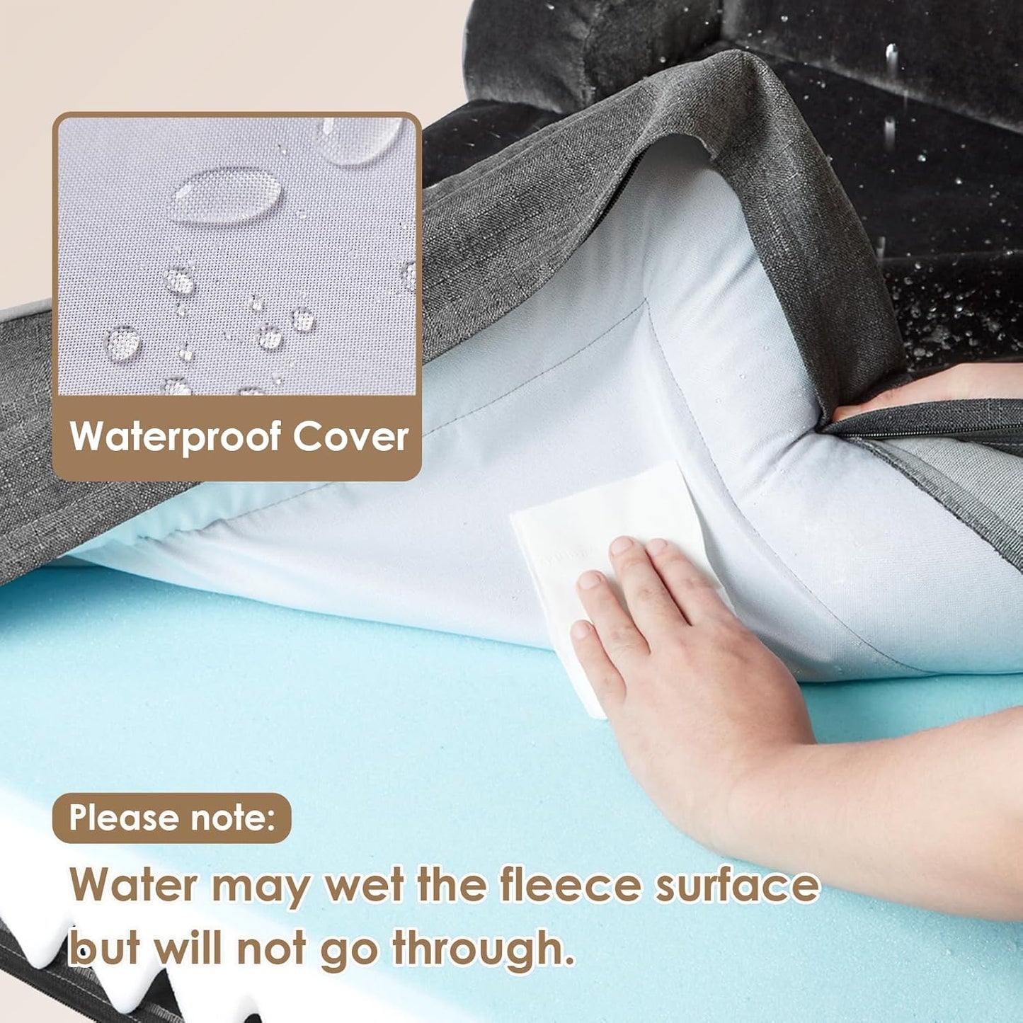 EHEYCIGA Orthopedic Dog Bed for Small Dogs, Waterproof Memory Foam Small Pet Beds with Sides, Non-Slip Bottom and Egg-Crate Foam Medium Dog Couch Bed with Washable Removable Cover, Dark Grey