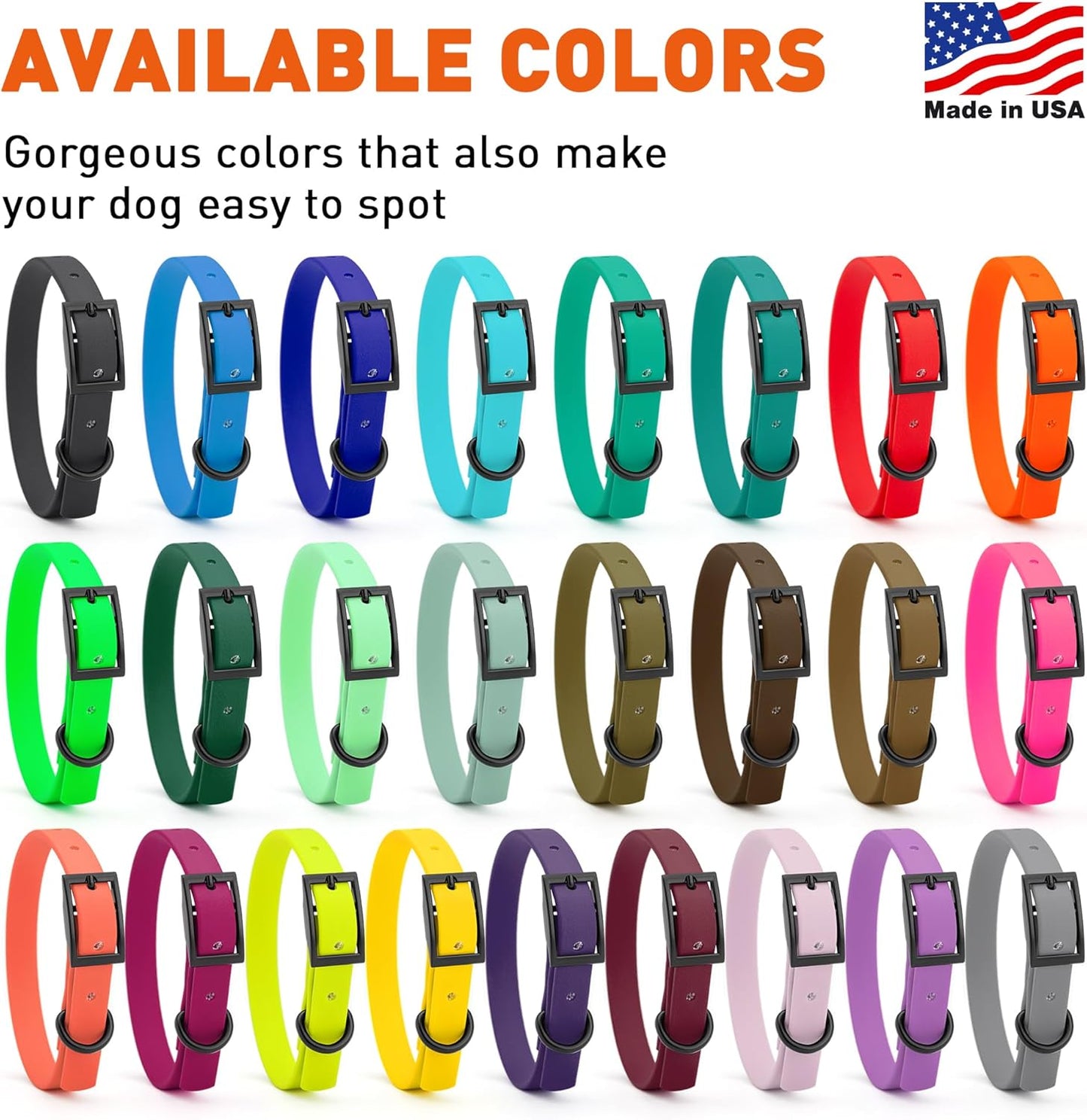 Dogline Biothane Waterproof Dog Collar Strong Coated Nylon Webbing with Black Hardware Odor- Proof for Easy Care Easy to Clean High Performance Fits Small Medium or Large Dogs, Passionfruit Pink
