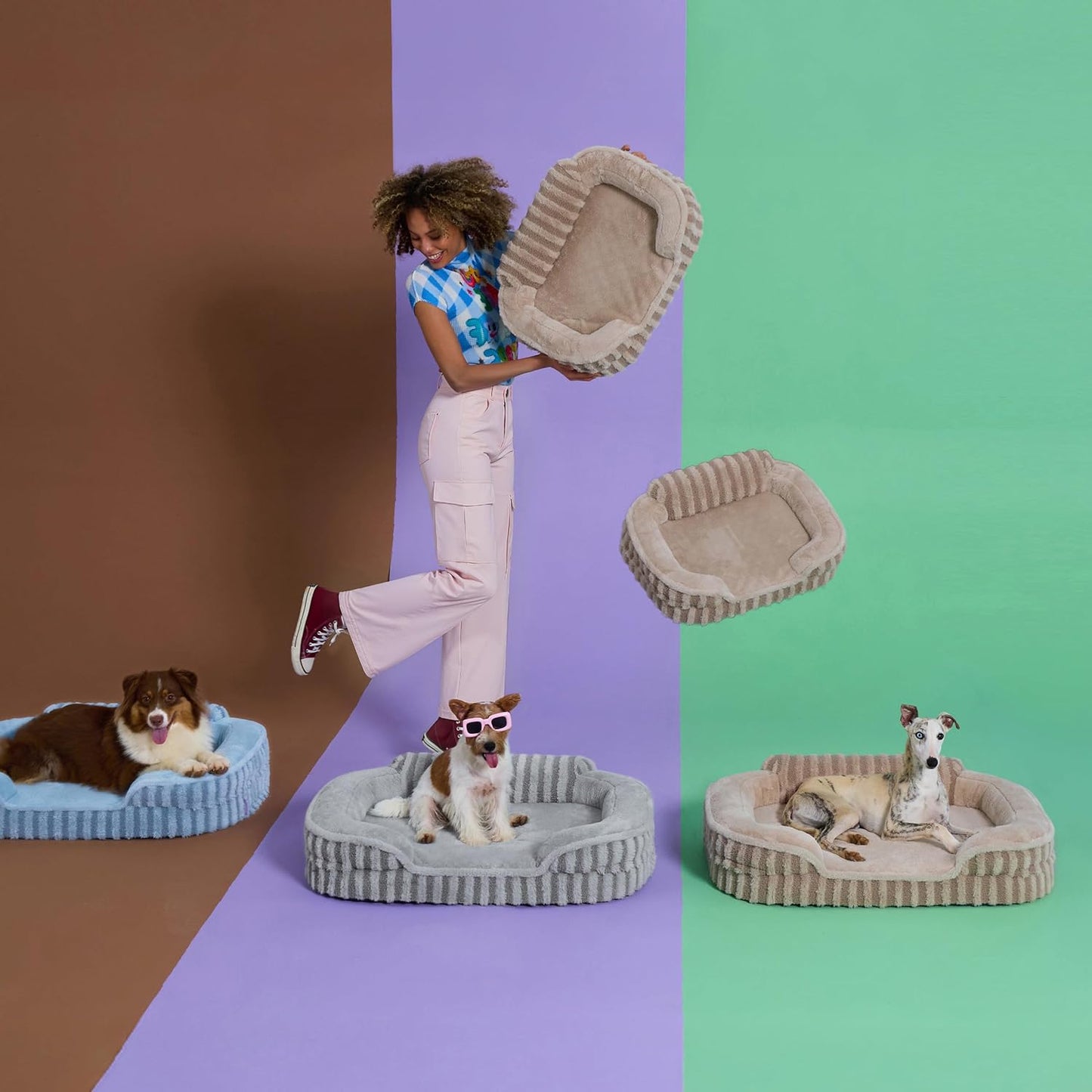 LE SURE Cute XL Dog Beds, Orthopedic Waterproof Dog Bed for Extra Large Dogs, Non-Slip Bottom and Egg-Crate Foam Big Pet Couch Sofa with Washable Removable Cover, Blue