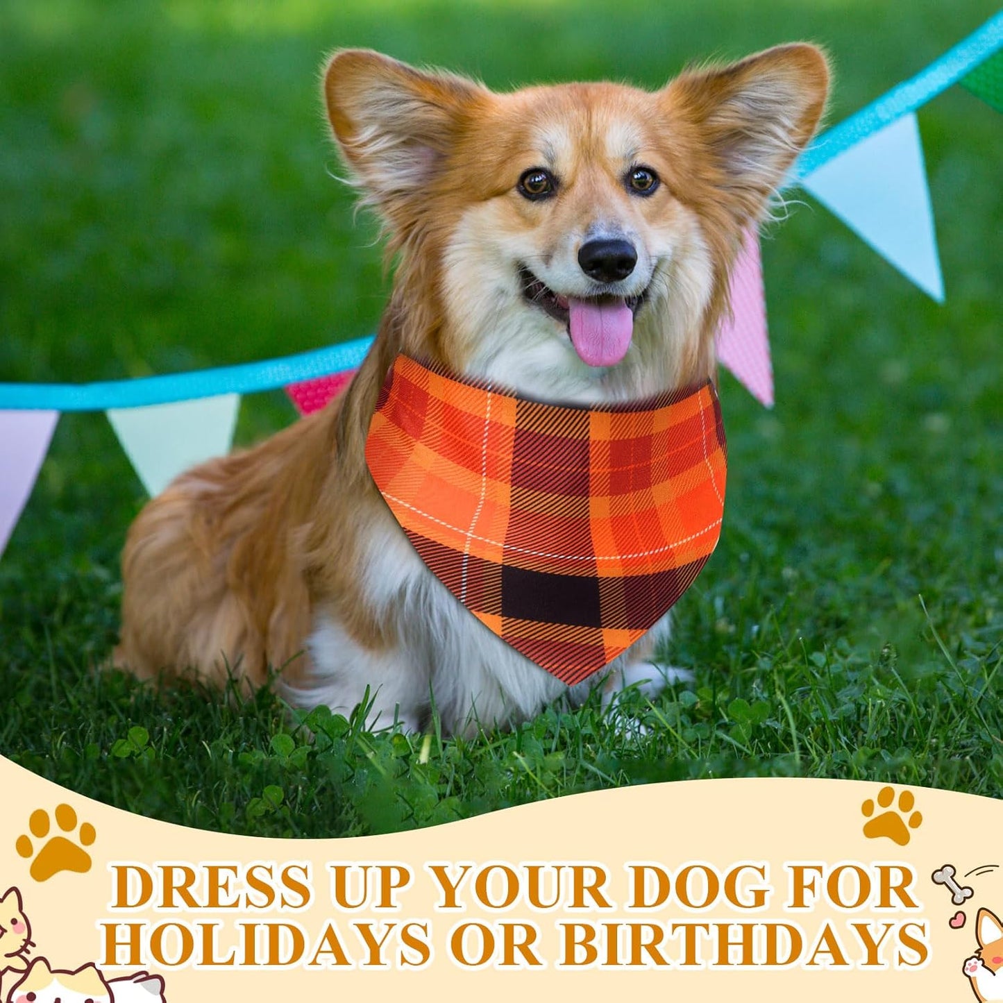 72 Pcs Plaid Dog Bandanas Bulk Triangle Scarf Cat Bibs Puppy Scarf Stripe Bandanas for Puppy Cat Birthday Party Costume