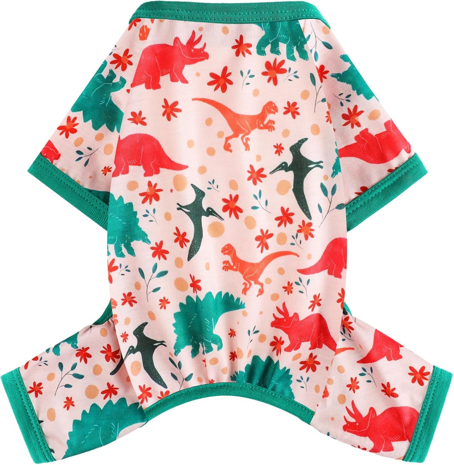 Dog Pajamas Small Sized Dogs Stretchable Summer Dog Clothes Pjs 4 Legs Girl Boy Cute Soft Puppy Outfits Doggie Cat Jammies Jumpsuit Sleeper for Pet, Dinosaur, M