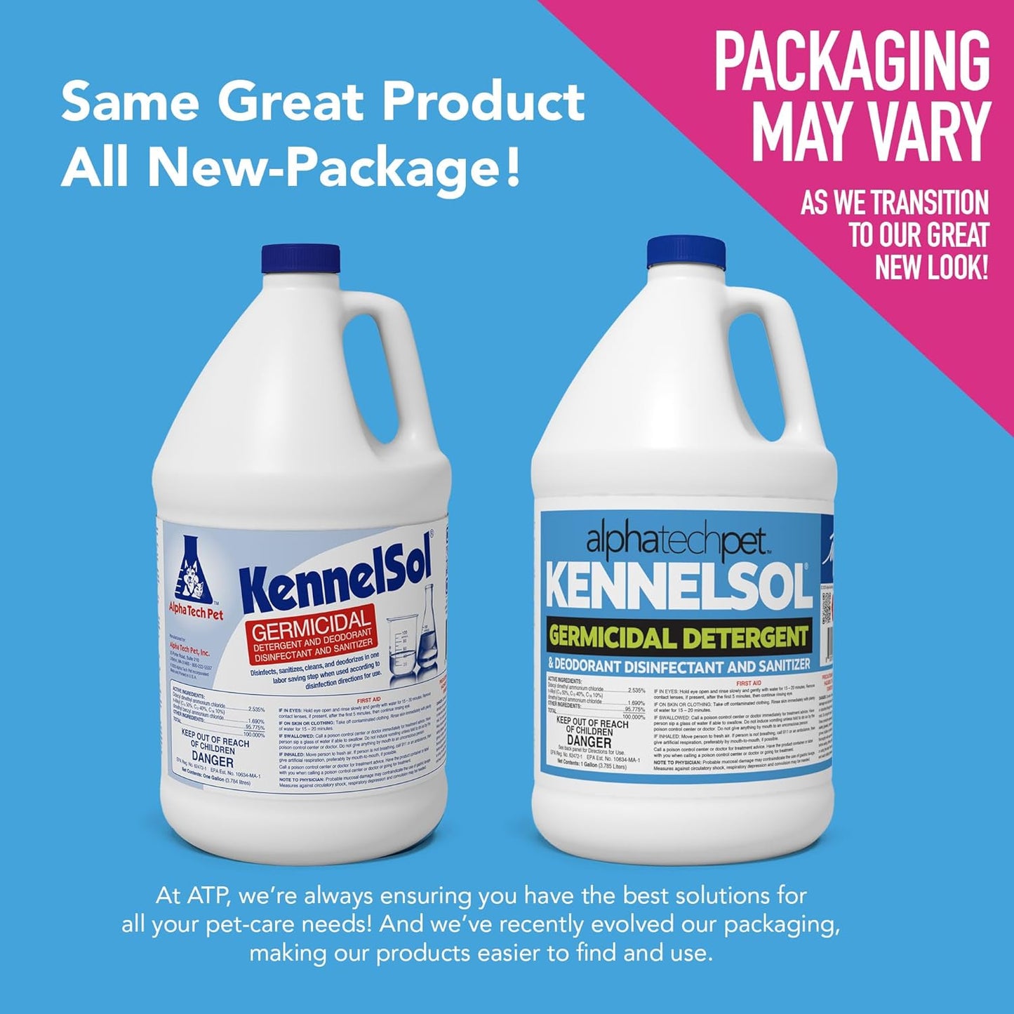 ATP KennelSol 1-Step Kennel Cleaner - 1 Gallon Liquid Disinfectant, Effective Against Bacteria and Viruses, Deodorizer Wintergreen Scent by Alpha Tech Pet