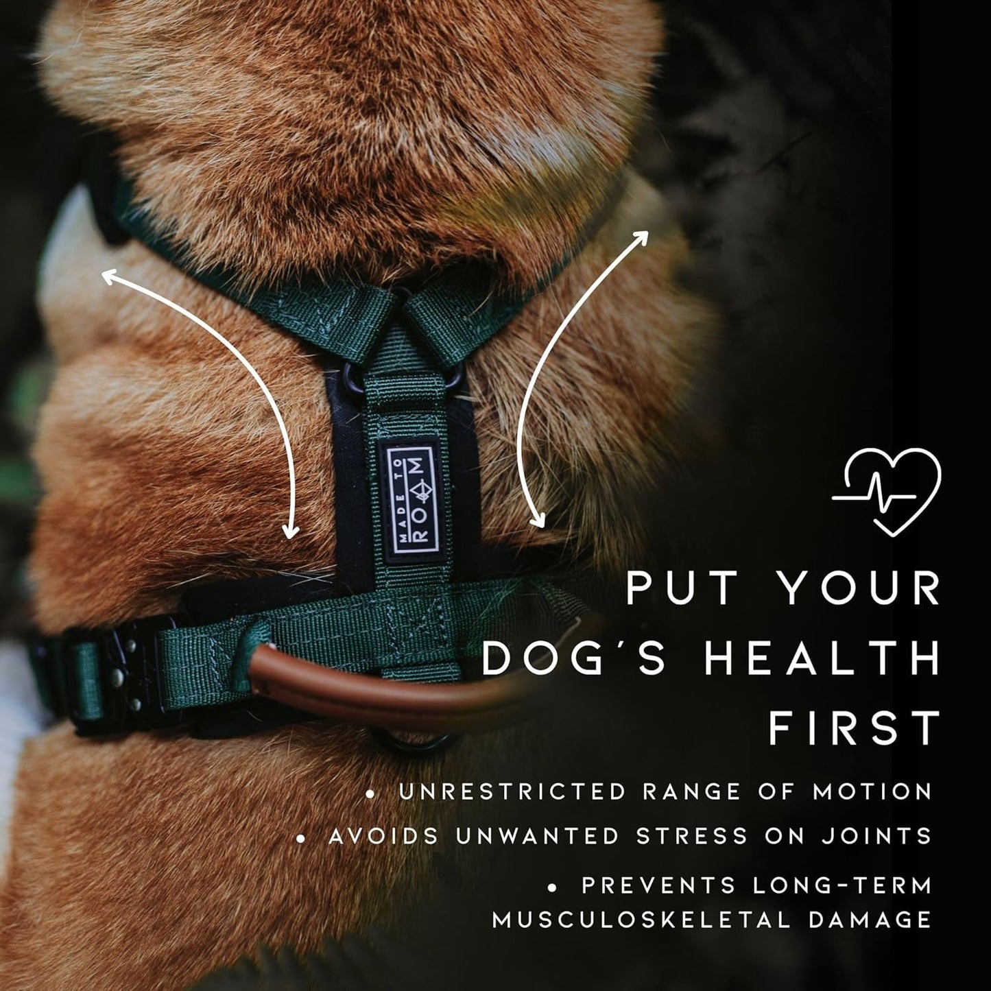 MADE TO ROAM Premium Explorer Harness - Y-Shaped Dog Harness with Adjustable Durable Nylon, Soft Padding, Metal Buckles and Leather Handle for Small, Medium, Large Dogs (Colorado Nightsky, Size 7)