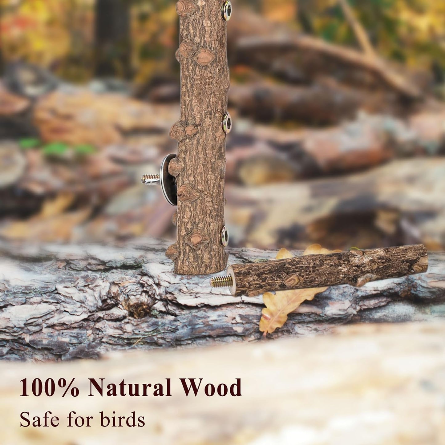 Mogoko Bird Ladder Perch for Cage, Natural Wood Bird Parrot Perch Stand Parrot Perch Bridge Climbing Chewing Toys for Small Medium Animal