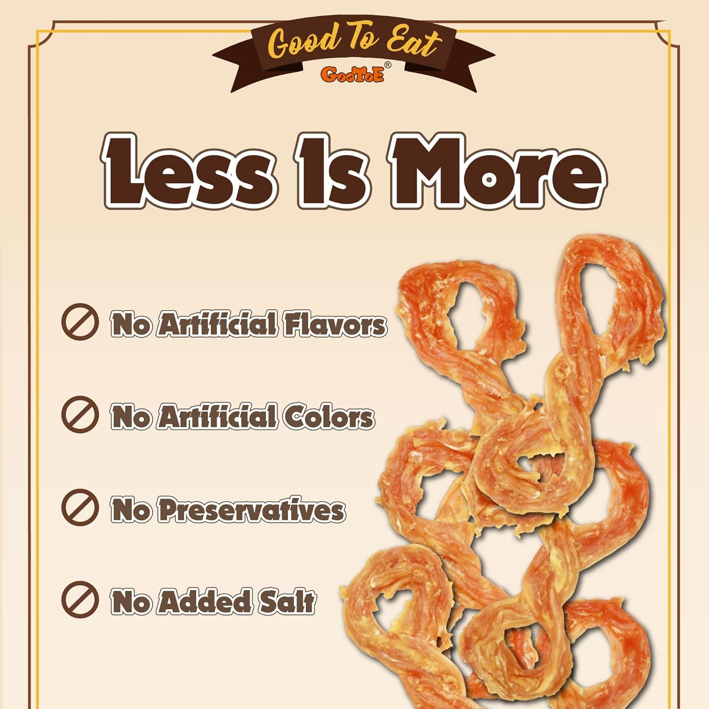 Gootoe Turkey Tendons for Dogs – All-Natural, Hypoallergenic Dog Treats, Rawhide Alternative, Long Lasting Puppy Chews, Healthy Dog Treats for Small Breeds, Rope (S), 16 oz Pack (1 lb)