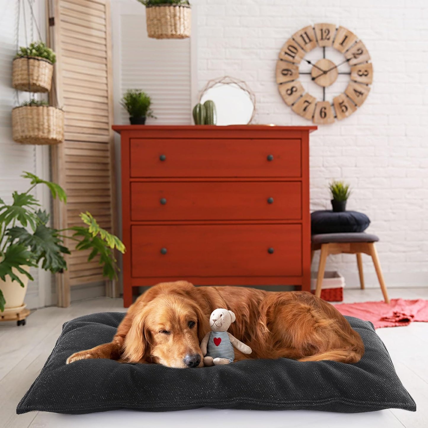 MABOZOO Chew Proof Indestructible Dog Beds for Aggressive Chewers,Durable Dog Crate Pad,Washable Tough Pet Mats for Kennel,Black,XL 28x41 in