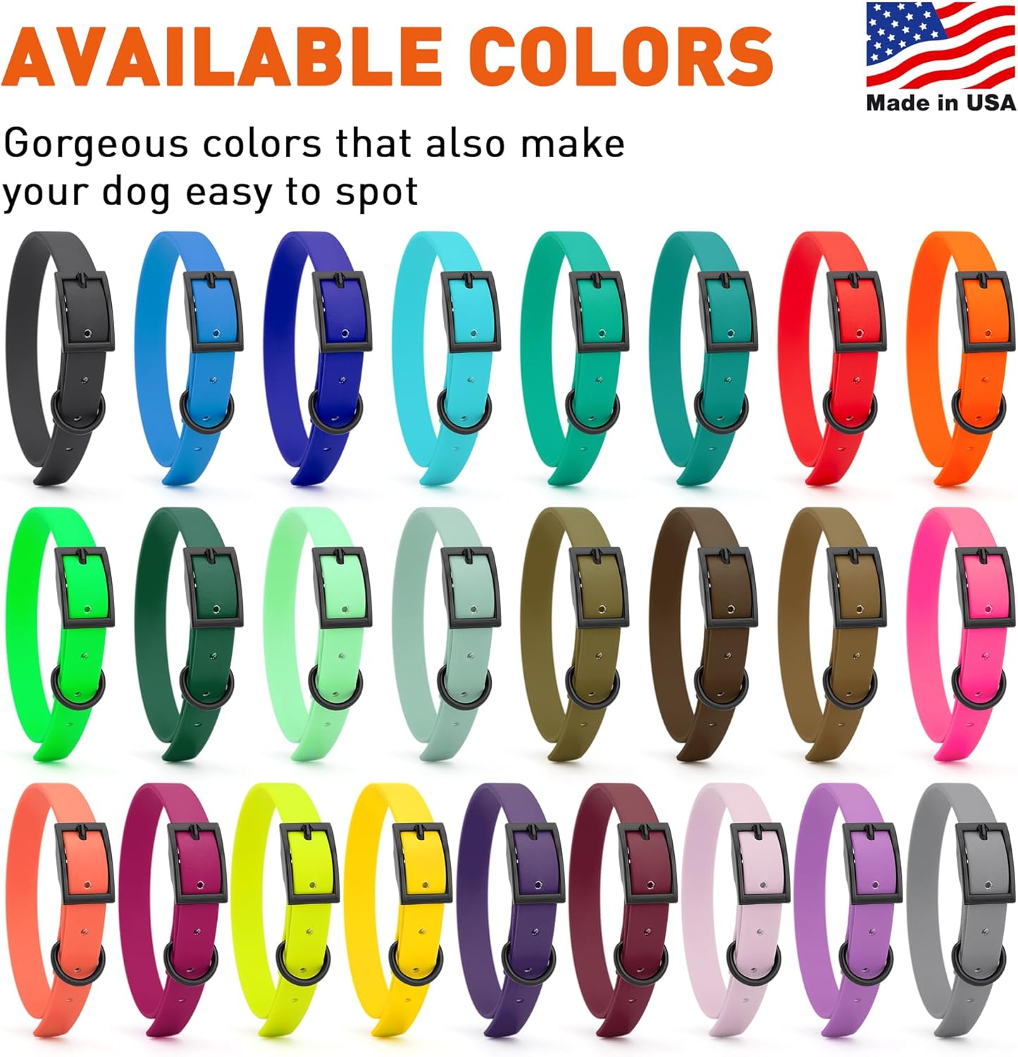 Dogline Biothane Waterproof Dog Collar Strong Coated Nylon Webbing with Black Hardware Odor- Proof for Easy Care Easy to Clean High Performance Fits Small Medium or Large Dogs, Sky Blue