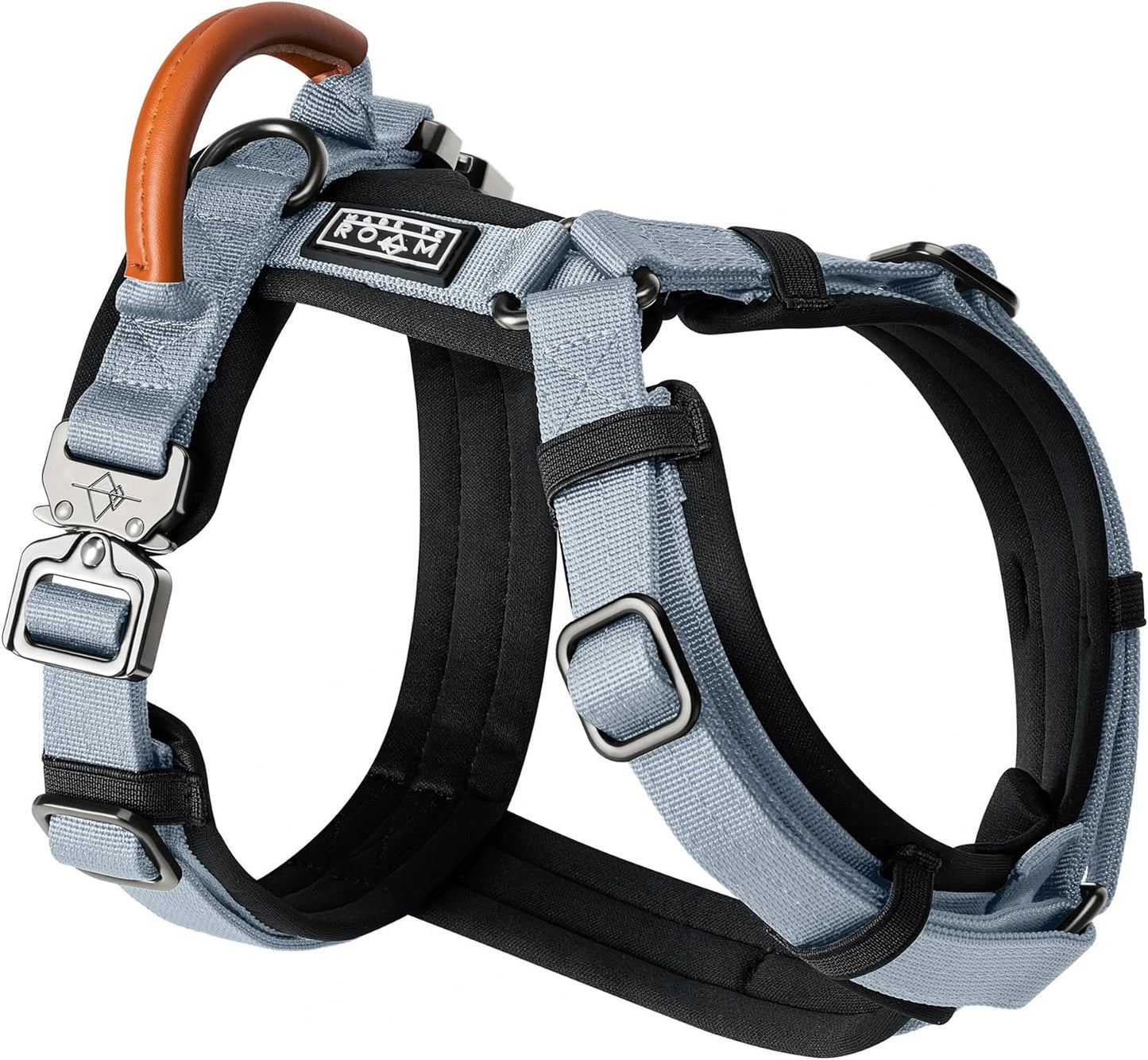 MADE TO ROAM Premium Explorer Harness - Y-Shaped Dog Harness with Adjustable Durable Nylon, Soft Padding, Metal Buckles and Leather Handle for Small, Medium, Large Dogs (Virginia Mountains, Size 4)