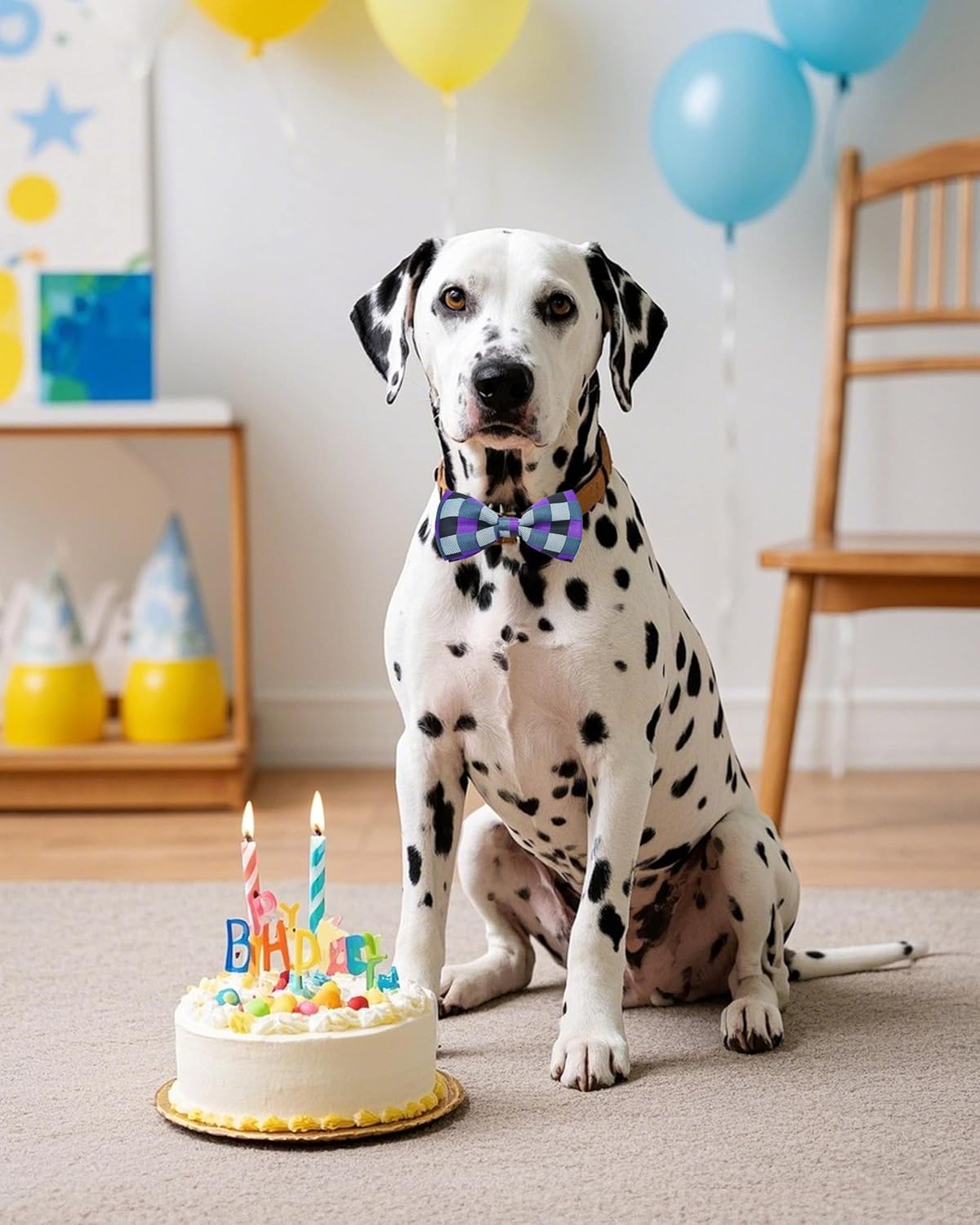 PET SHOW 5 Pack Pet Big Dogs Collar Embellishment Attachment Bow Ties for Medium Large Dogs Collar Charms Accessories Slides Bowties for Birthday Wedding Parties Assorted A Style