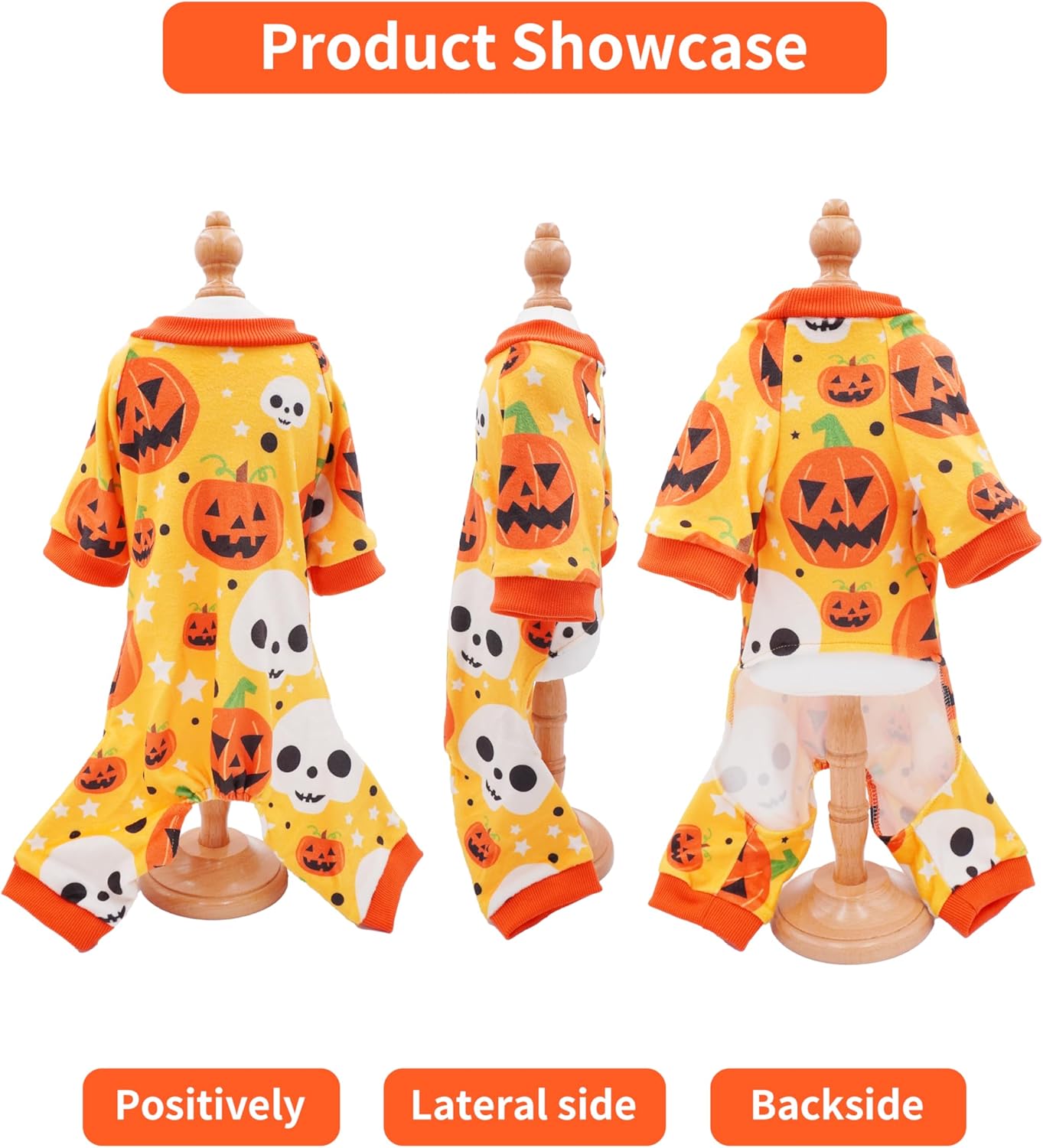 PET SHOW 4 Pack Halloween Dog Pajamas for Medium Dogs Onesie Soft Pumpkin Ghost Soft Fleece Stretchy Jumpsuit Costume Boy Girl Pets PJs with Sleeve Clothes(XXL)